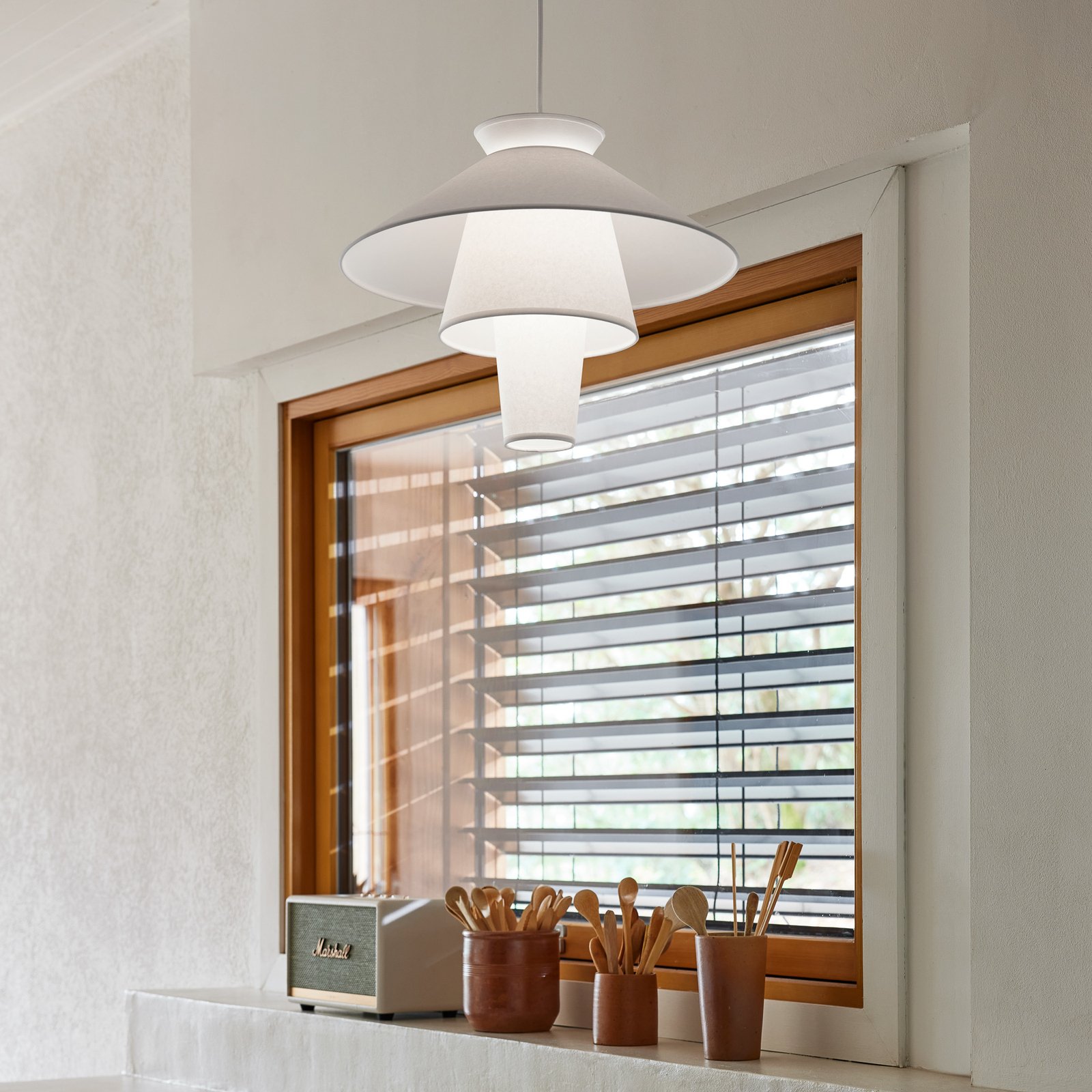 Ruche Hängeleuchte, Ø 40 cm, weiß - MARKET SET