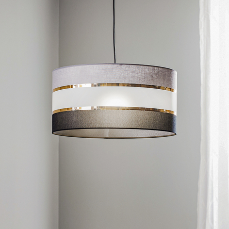 Suspension Helen abat-jour gris-noir-doré Ø 40cm