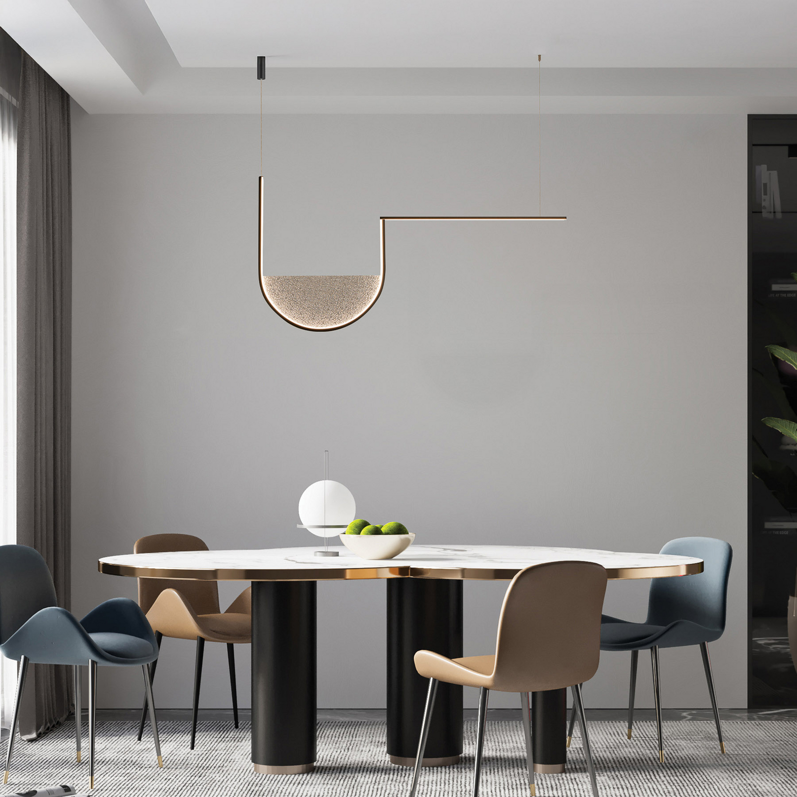 LED-Hängelampe 23170, grau/schwarz, 101 cm, Glas/Metall, CCT