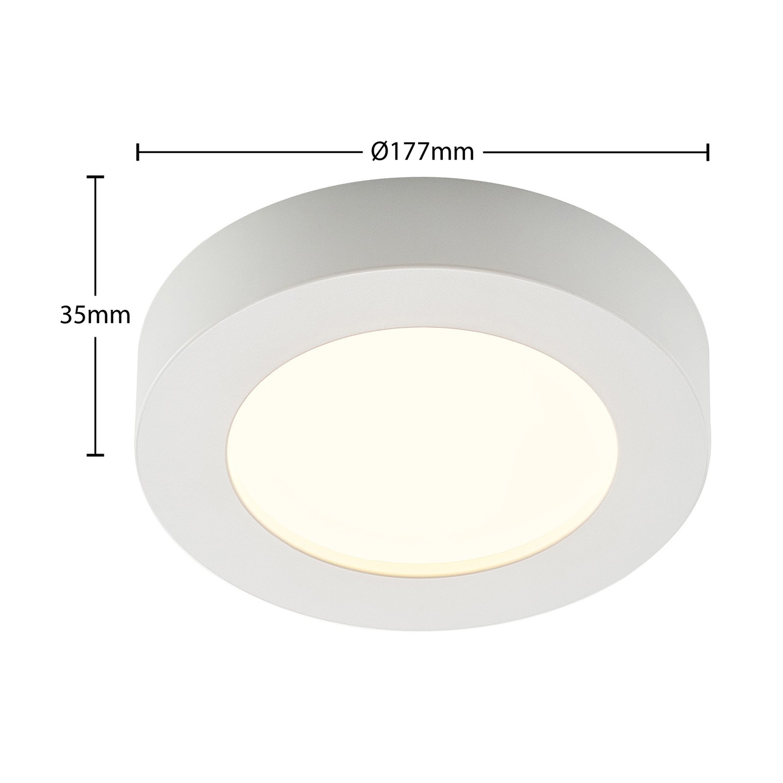 Prios LED ceiling light Edwina, white, 17.7 cm, dimmable