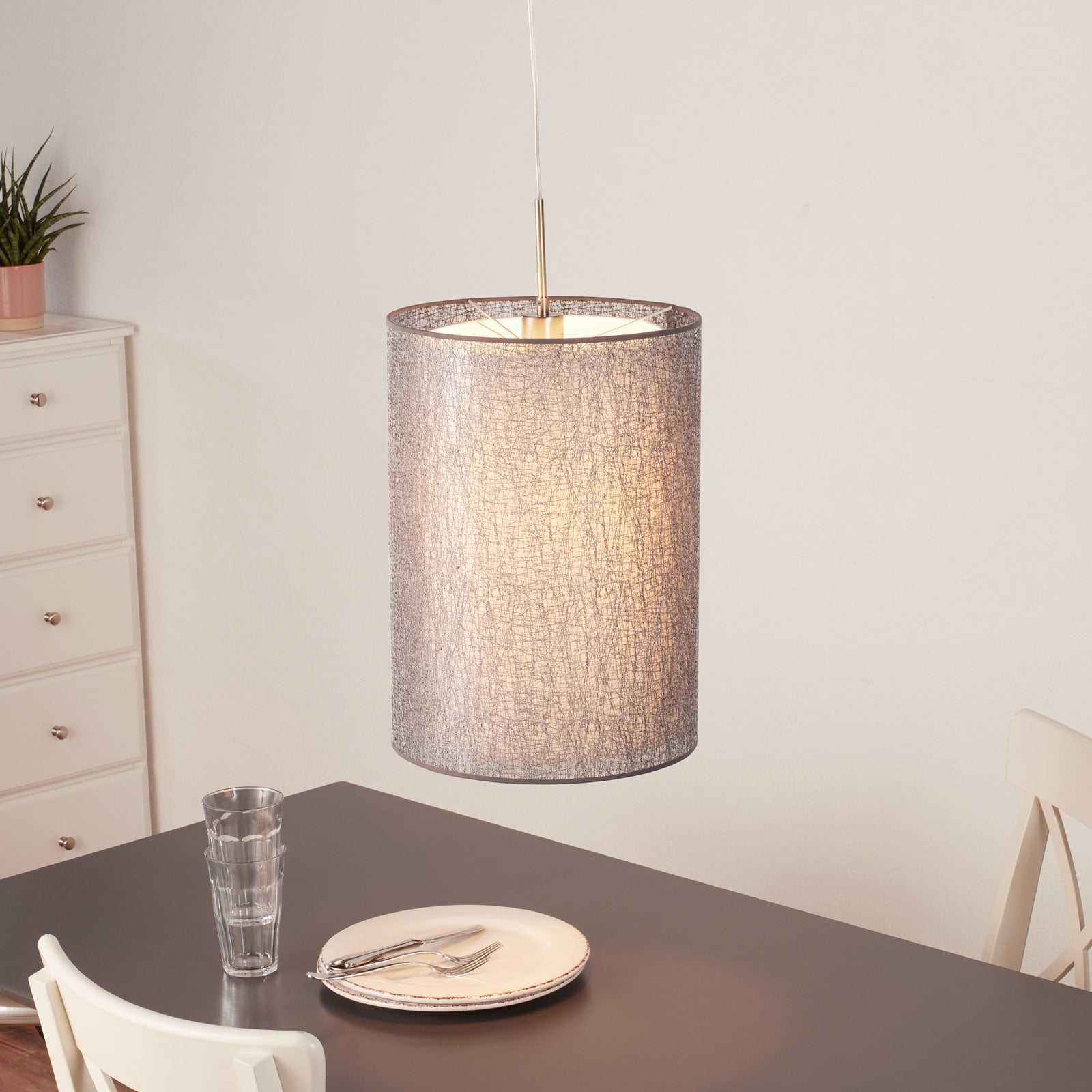 Freelight Gaas hanging light with fabric lampshade, for Living / Dining Room, metal, gauze, E27, 60 W, energy efficiency: A++