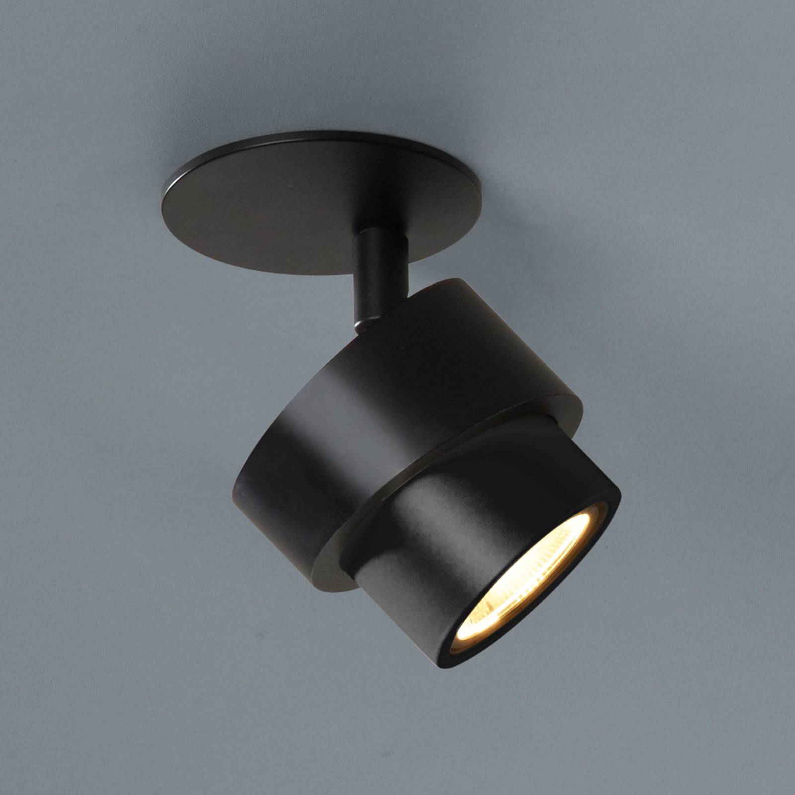 Escale LED inbouwspot BRUSH, zwart, &Oslash; 7 cm, metaal, dimbaar, 2.700 K