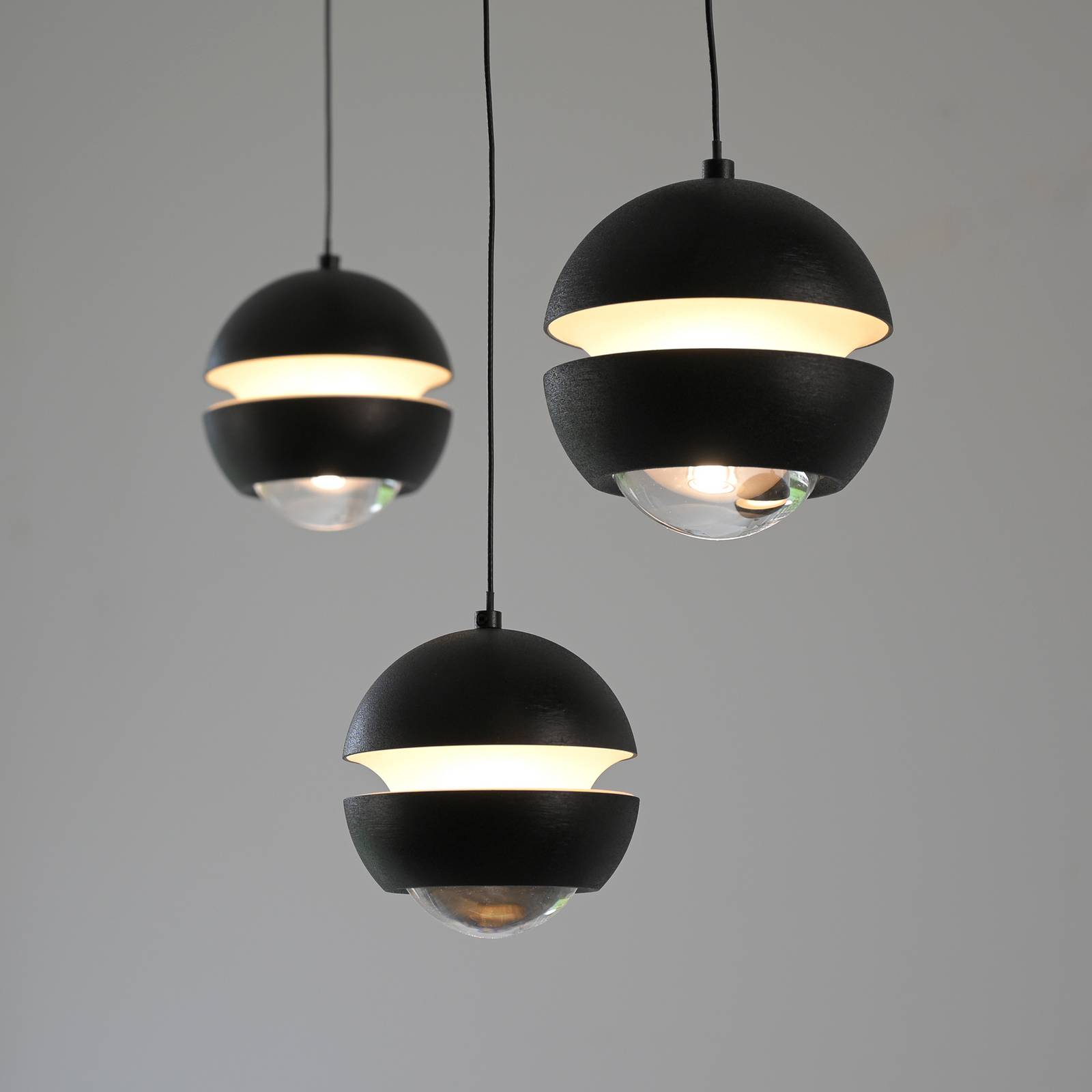 Schöner Wohnen żyrandol LED Lini czarna 3-punktowa długość 3000 K