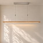 Quitani LED-Pendellampe Nora, Eiche natur, Länge 158 cm