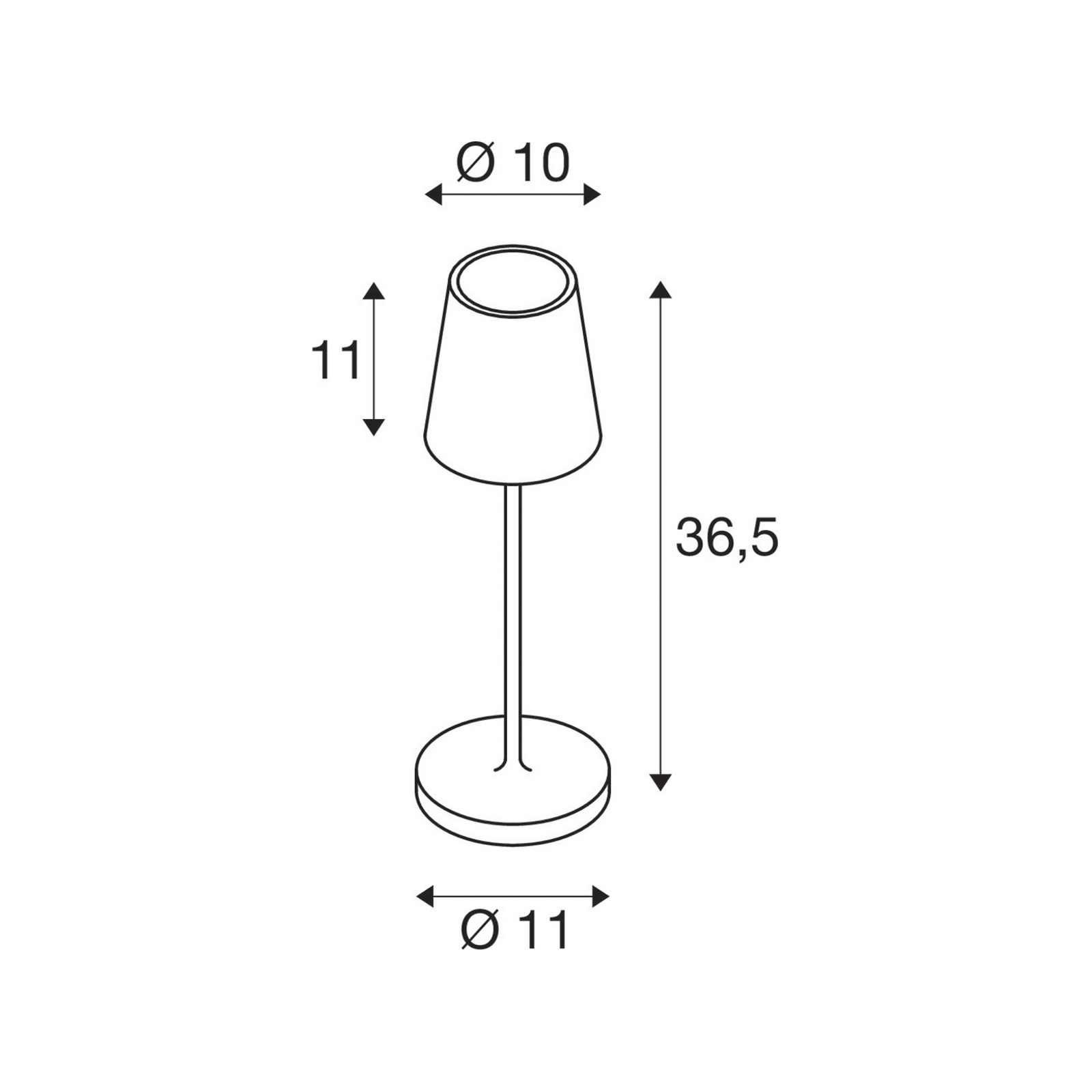 SLV LED oppladbar lampe Vinolina Two, svart, aluminium, Ø 11 cm, IP65