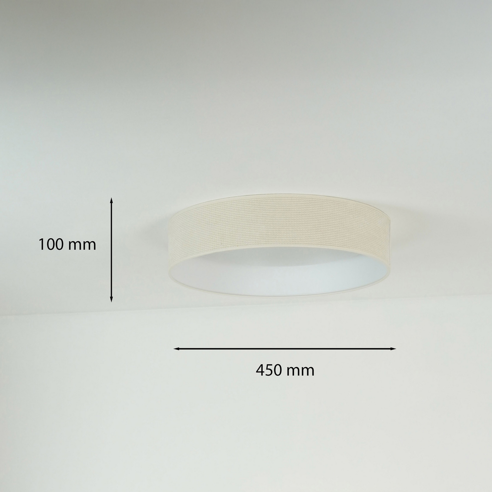 LED ceiling light Plafond, white, fabric, Ø 45 cm, 3-step dimmable