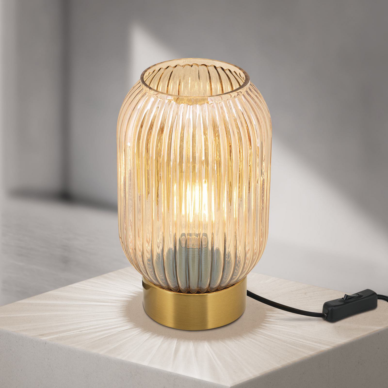Carneval table lamp, amber, glass, height 23.5 cm, E27