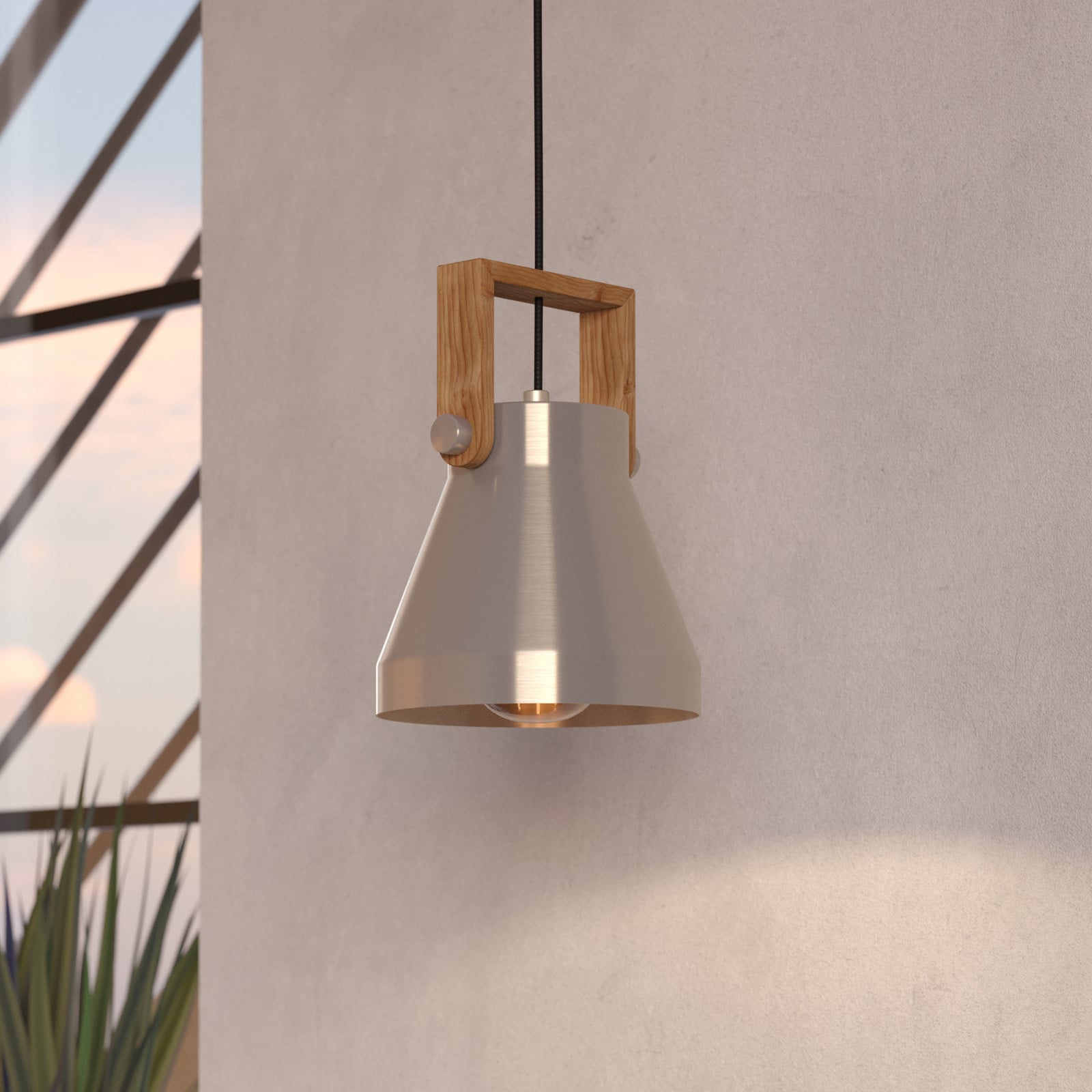 EGLO Lampă suspendată Cawton Ø 16 cm oțel/maro oțel/lemn - Camera de zi / sufragerie - Design industrial - oțel maro