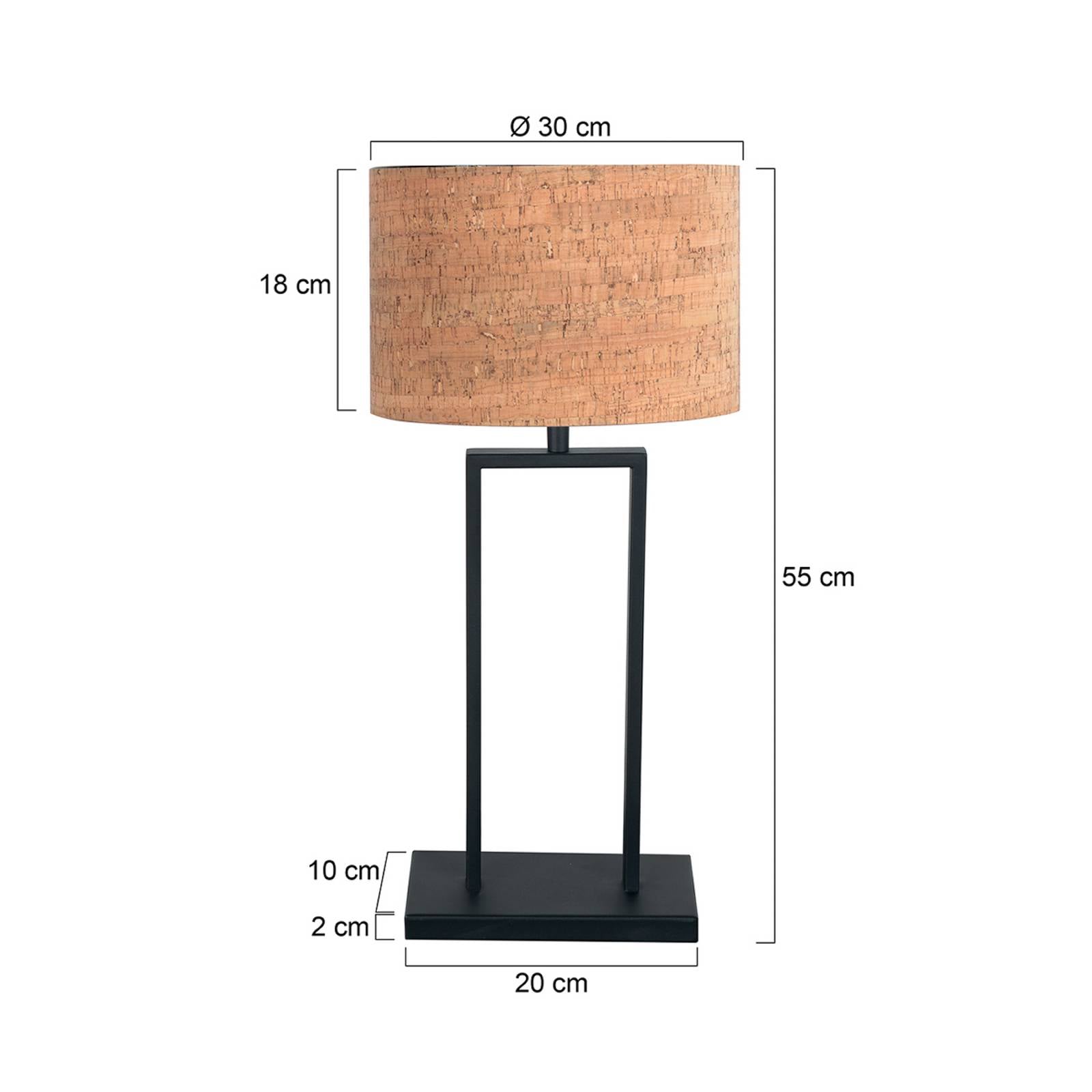 Steinhauer Stolní lampa Stang, černá/hnědá, výška 55 cm, korek