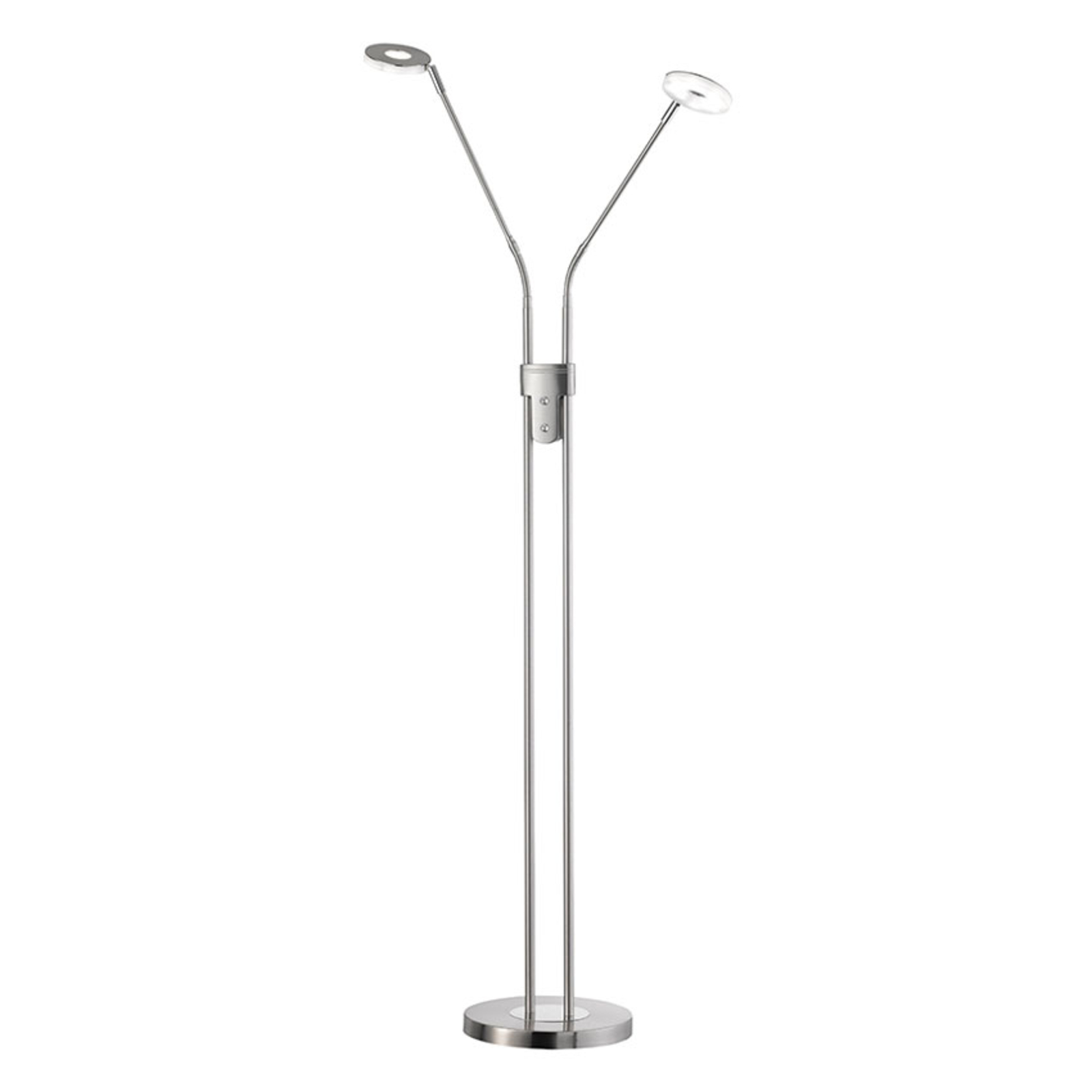Fischer & Honsel Dent LED floor lamp, CCT, 2-bulb, nickel, for Living / Dining Room, metal, acrylic, 6 W, energy efficiency: A+, H: 150 cm