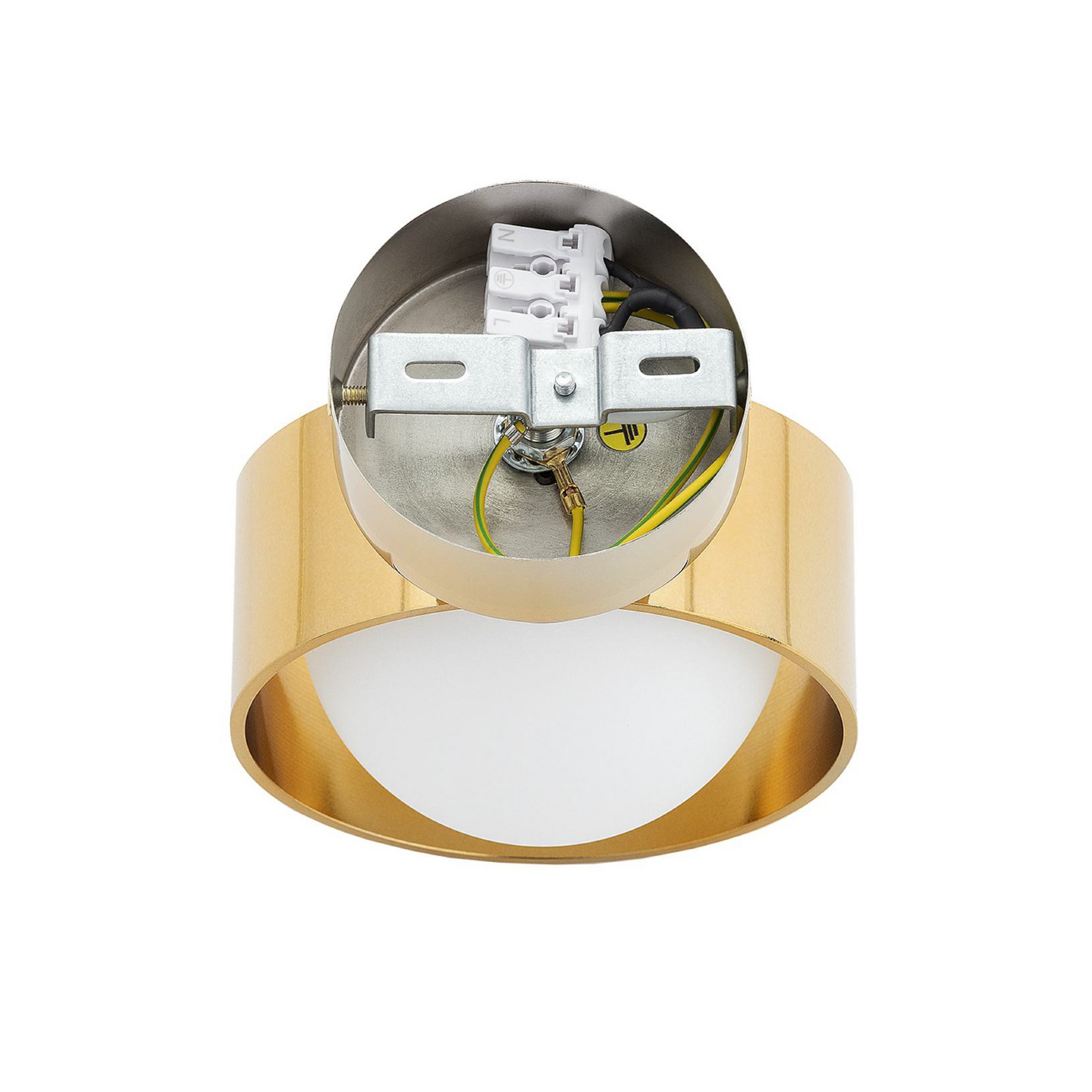 Mado wall light, brass-coloured steel, opal glass, 1-bulb
