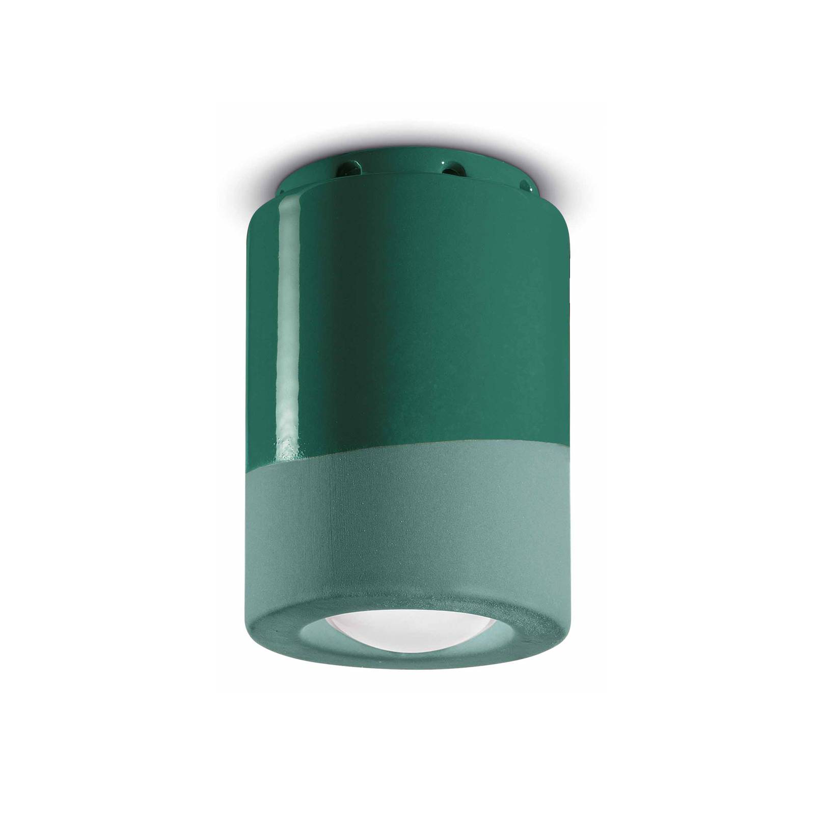 Ferroluce PI taklampe sylindrisk 8,5 cm grønn