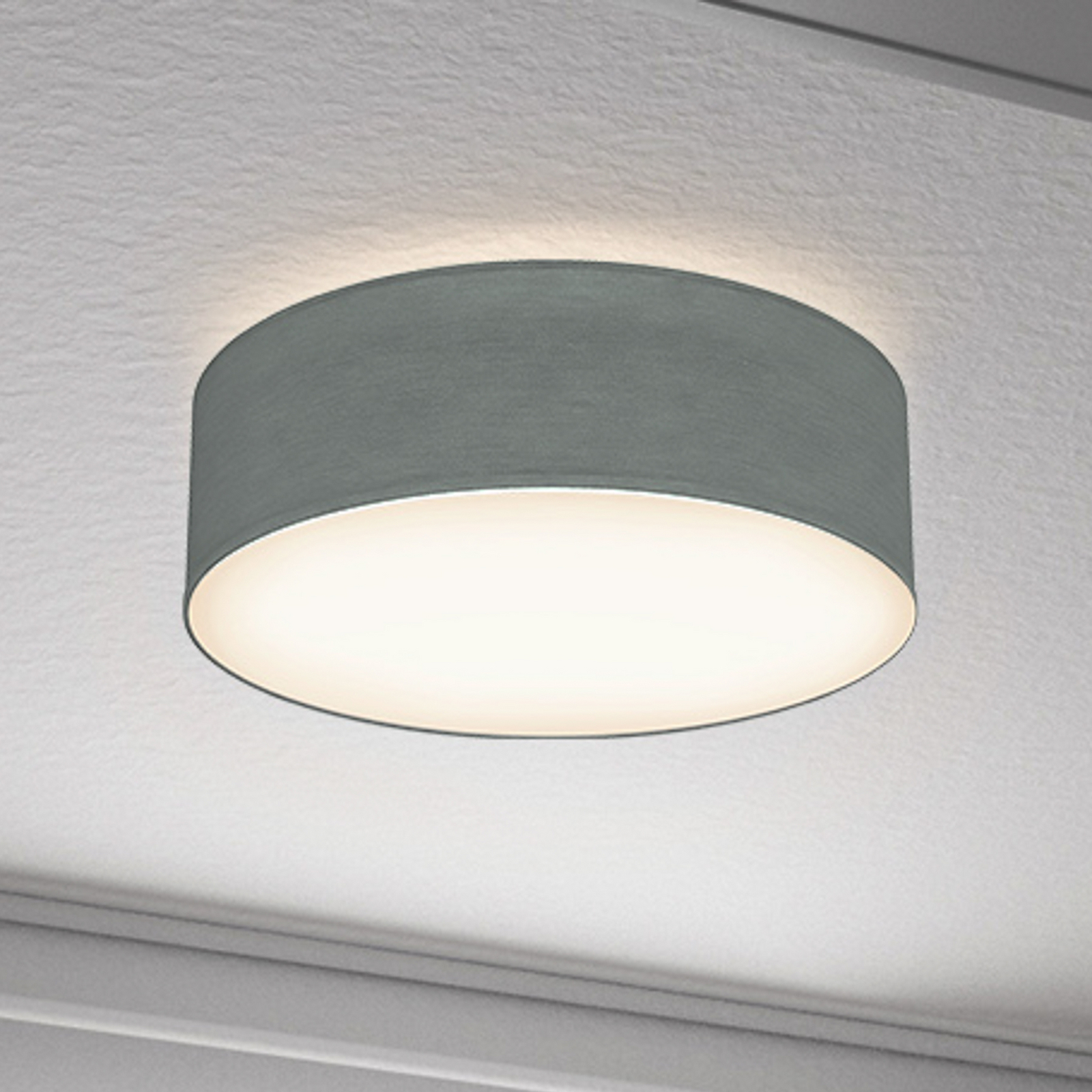 Plafondlamp Litora, grijs, Ø 30 cm, textiel, E27