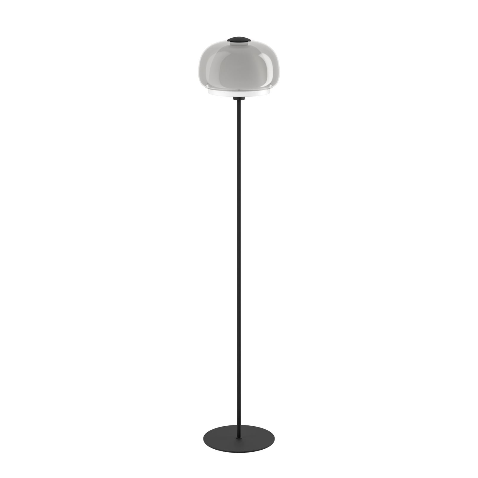 Stehlampe Belomontejo, schwarz-transparent, Glas, Stahl, E27