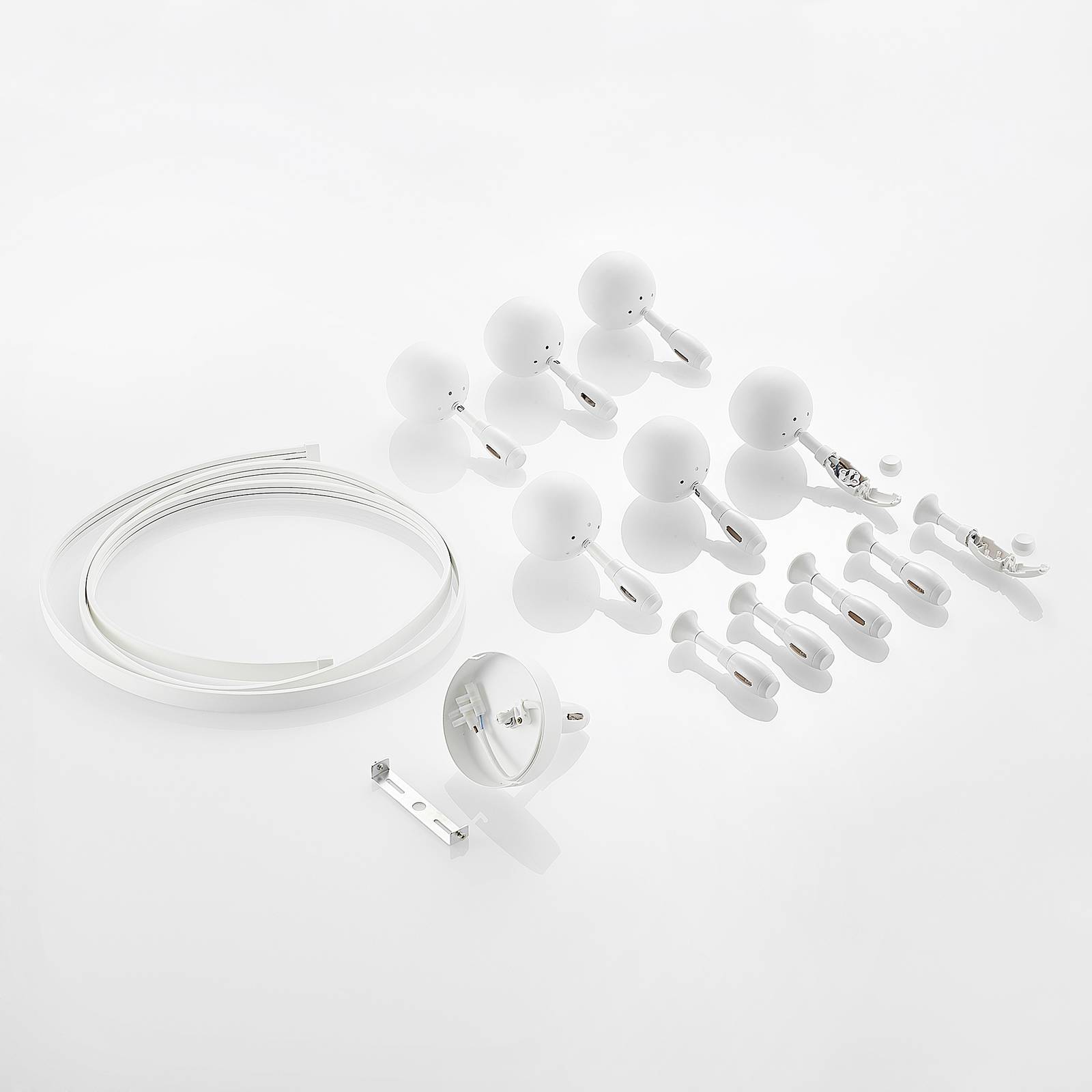 ELC Delila track lighting system, round sand-white, for Living / Dining Room, steel, aluminium, GU10, 35 W, energy efficiency: A+, L: 300 cm, W: 12 cm, H: 24.5 cm