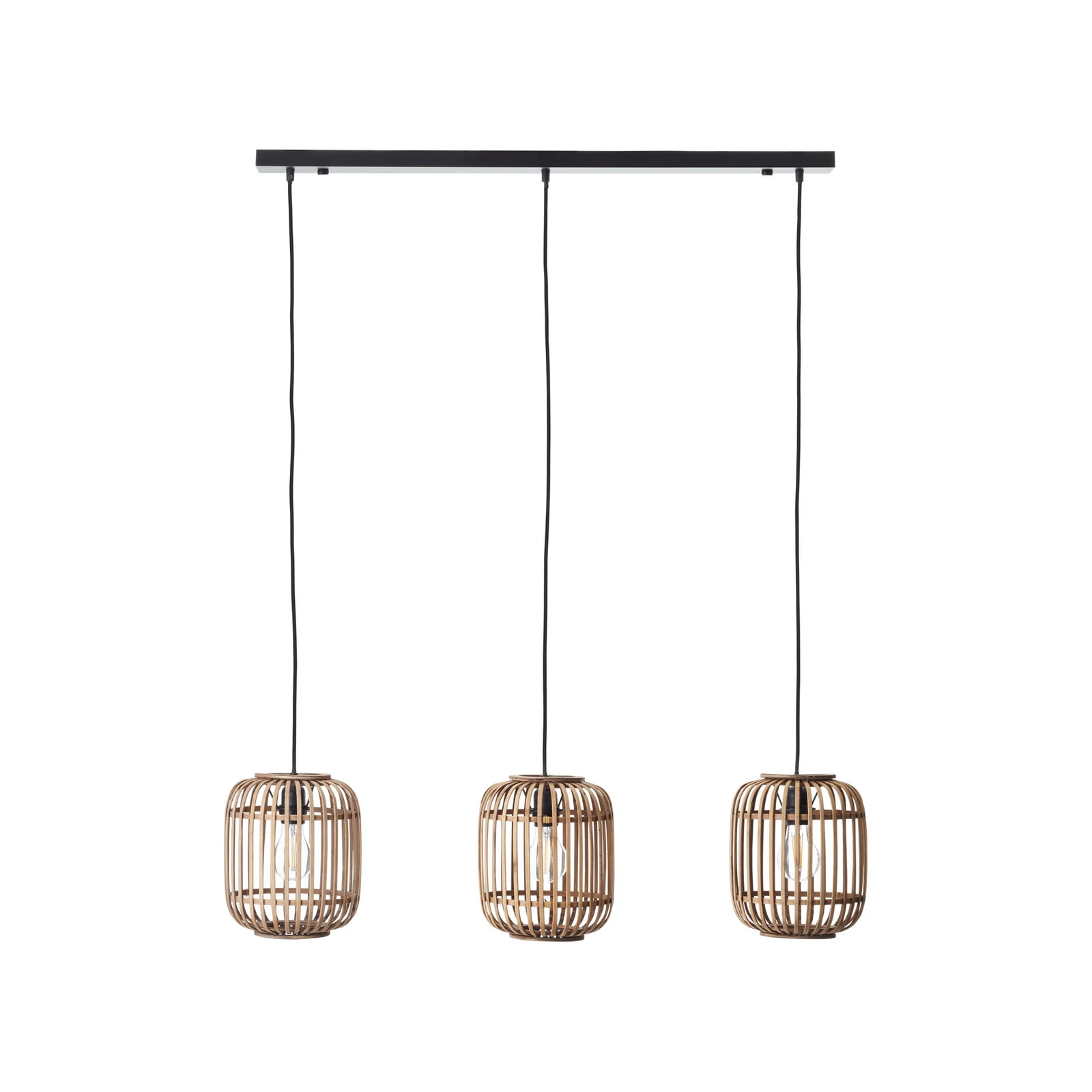 Hängelampe Woodrow, Länge 105 cm, holz hell, 3-flg., Bambus