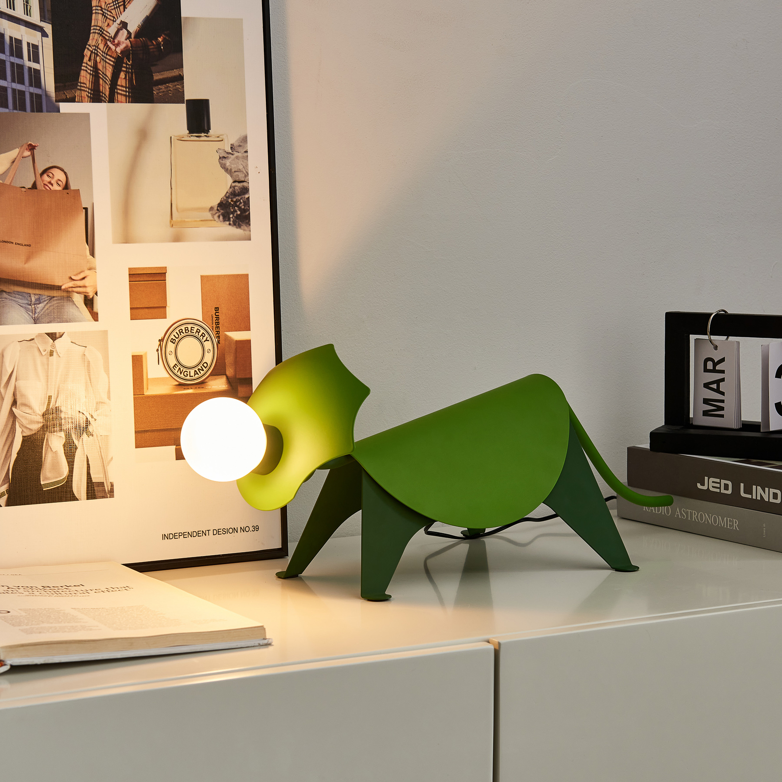 Lucande Idalina LED-bordslampa, drake, grön