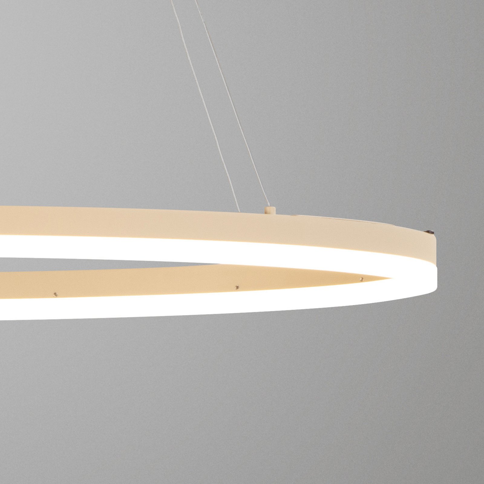 Żyrandol LED Silvio, długość 100 cm, kolor piaskowy, metal, CCT