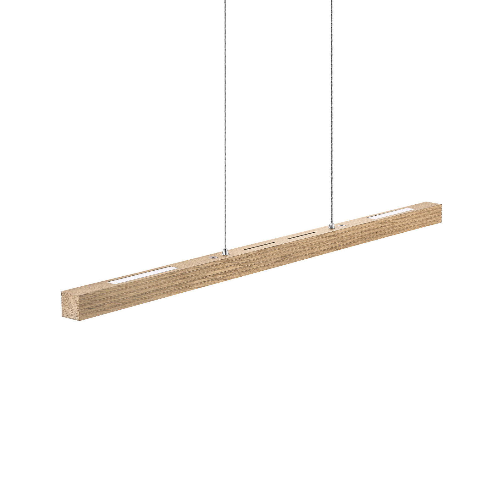 HerzBlut Lampă suspendată LED Hermann stejar natural sus/jos - Camera de zi / sufragerie - modern - stejar natural nichel mat periat - Lemn