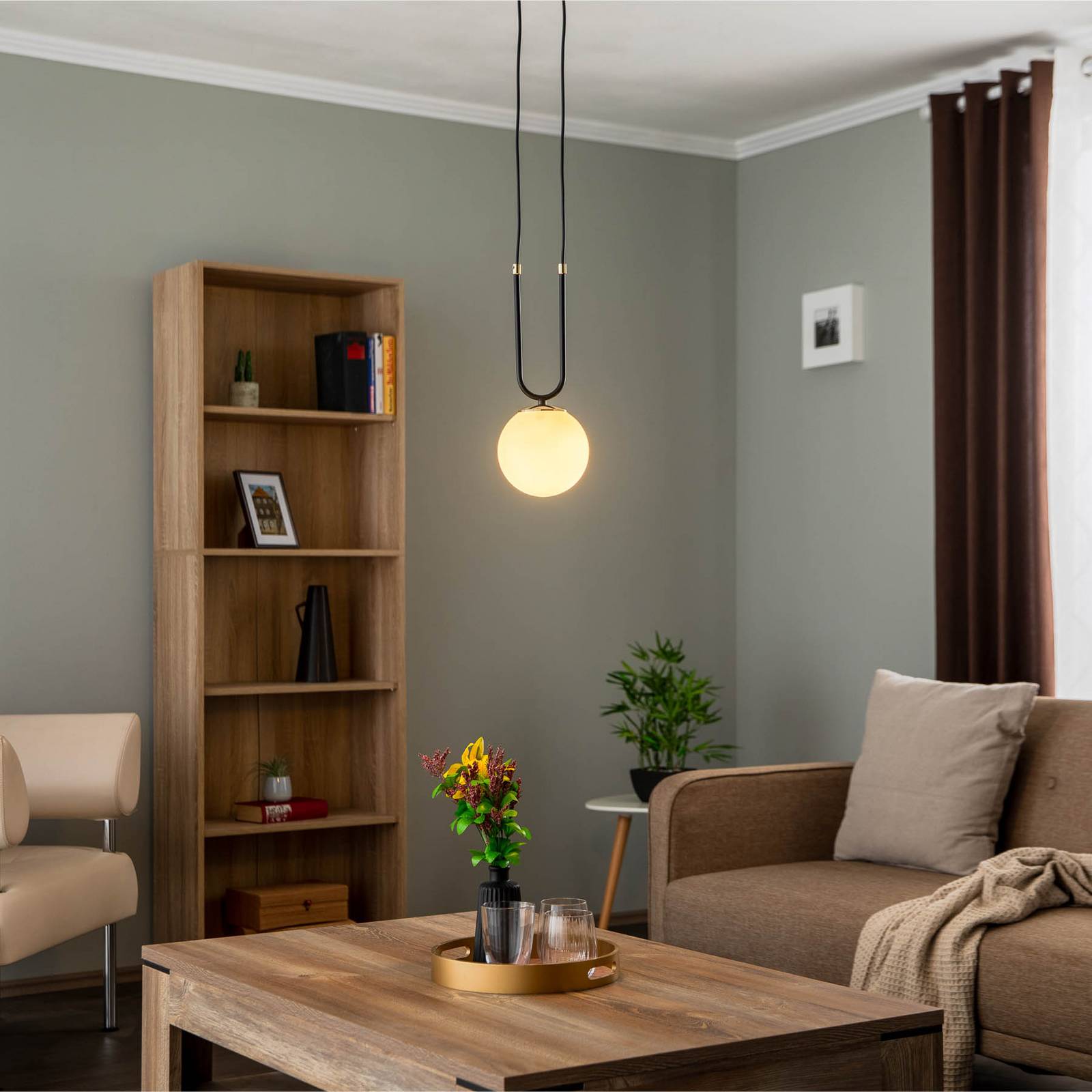 Lampa wisząca Glam, czarna/opal, 1-punktowa