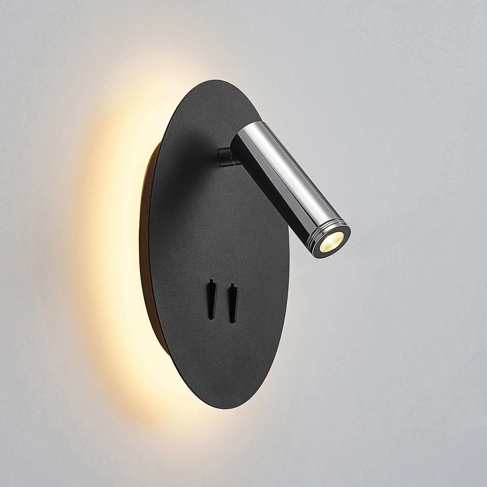 Lucande Kimo LED-vegglampe oval svart