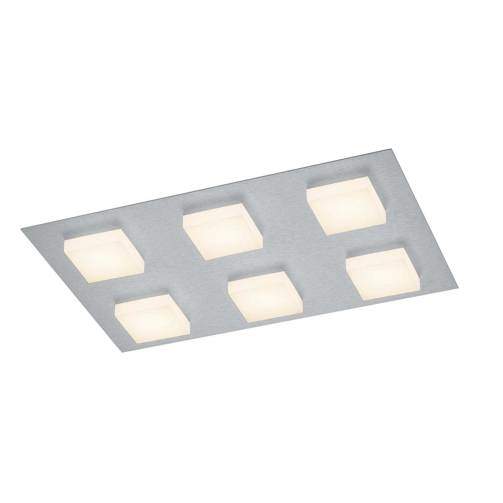 BANKAMP Luno LED-taklampe 6 lyskilder sølv
