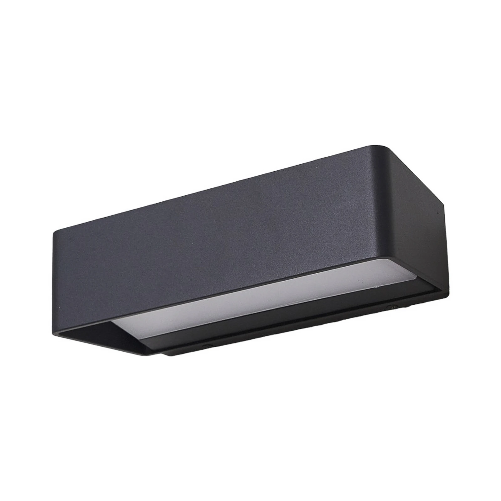Candeeiro de parede exterior LED Lucande Midvig, cinzento escuro, angular,