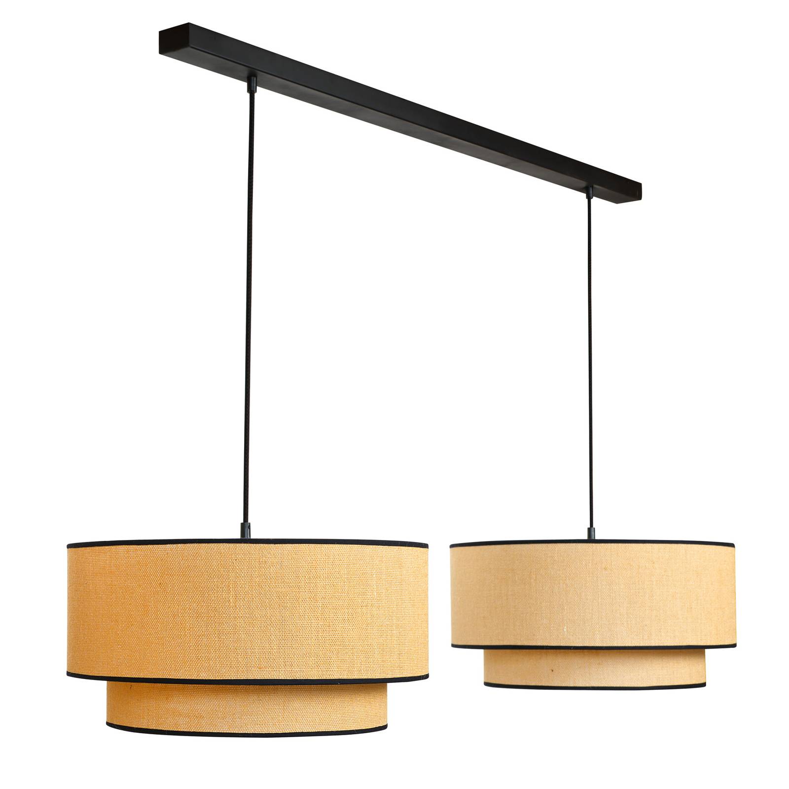 euluna - lampa wisz?ca boho jute & black ?45cm 2-punktowa, do salonu / jadalni, tkanina jutowa, metal, e27, 40w, d?. 117 cm, szer. 45 cm, wys. 22 cm