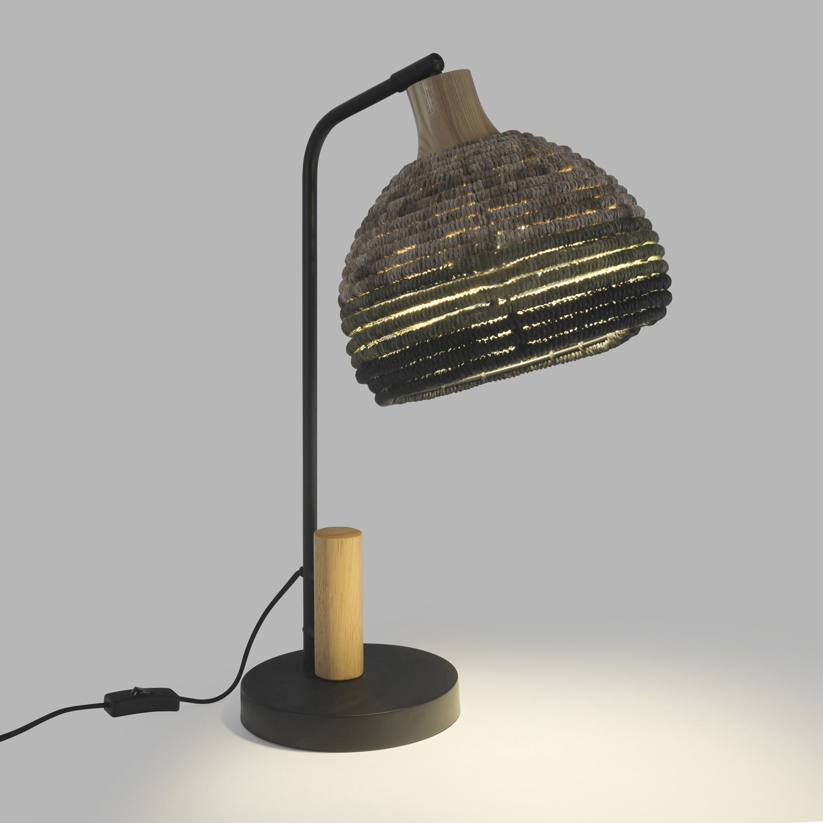 Stolní lampa Forlight Korg, barevná, kabel/dřevo, výška 54 cm