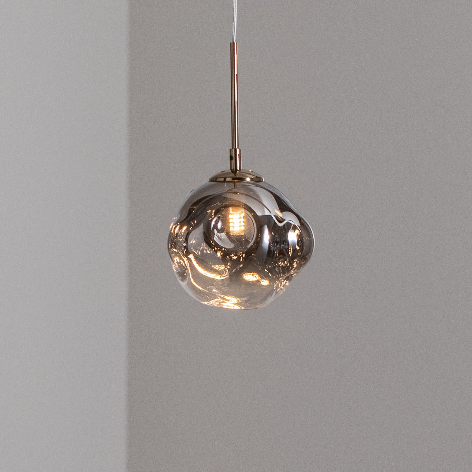 Lucea Lampă suspendată Herman aurie Ø 18 cm sticlă fier - Camera de zi / sufragerie - Modern - gri fum auriu