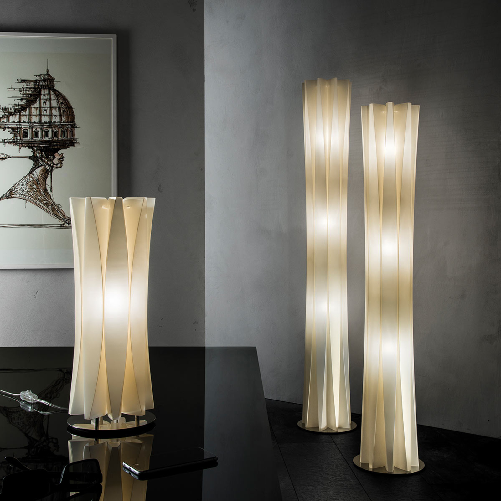 Lampada da terra Slamp Bach, altezza 161 cm, oro