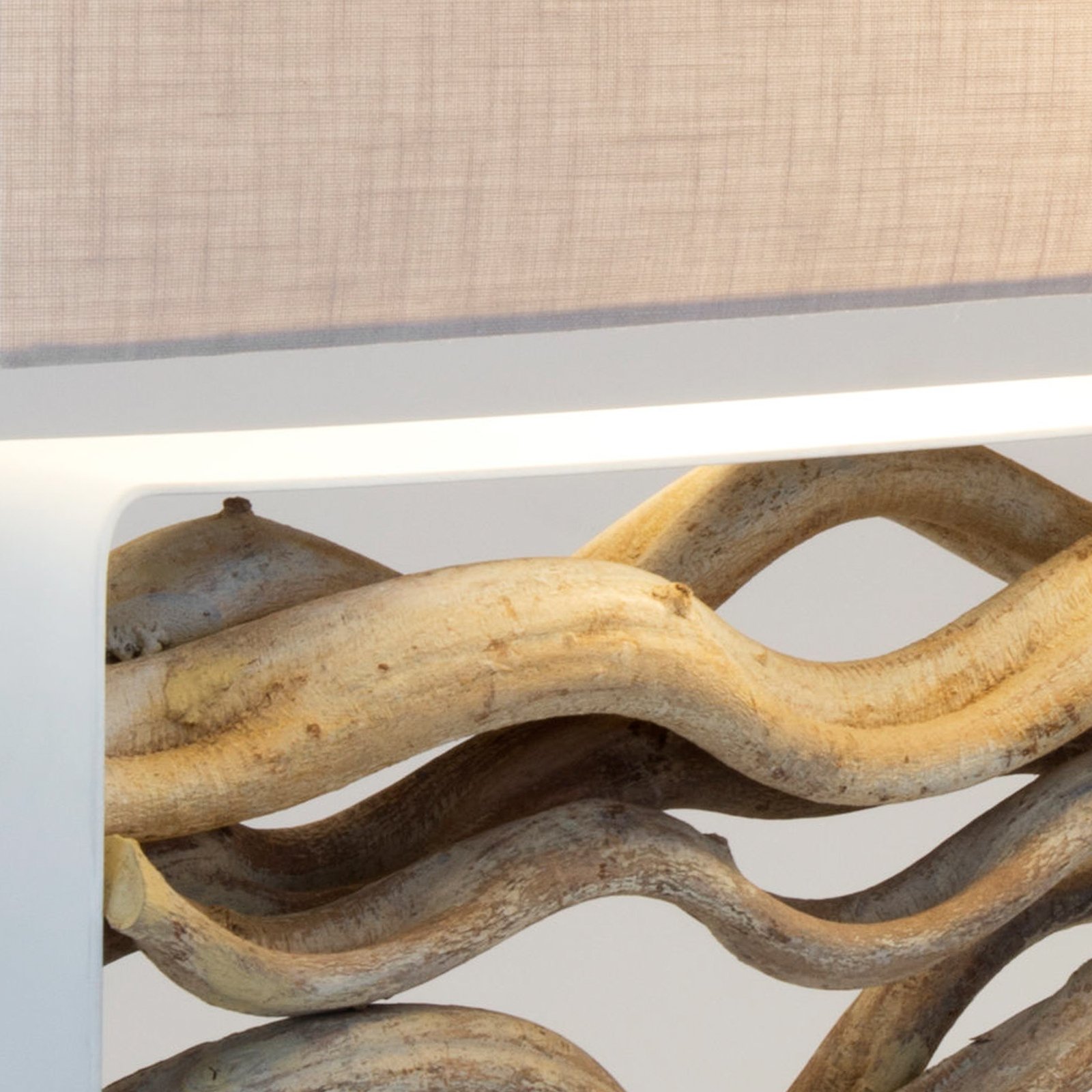 Tischleuchte Tremiti, holzfarben/beige, Höhe 67 cm, Holz