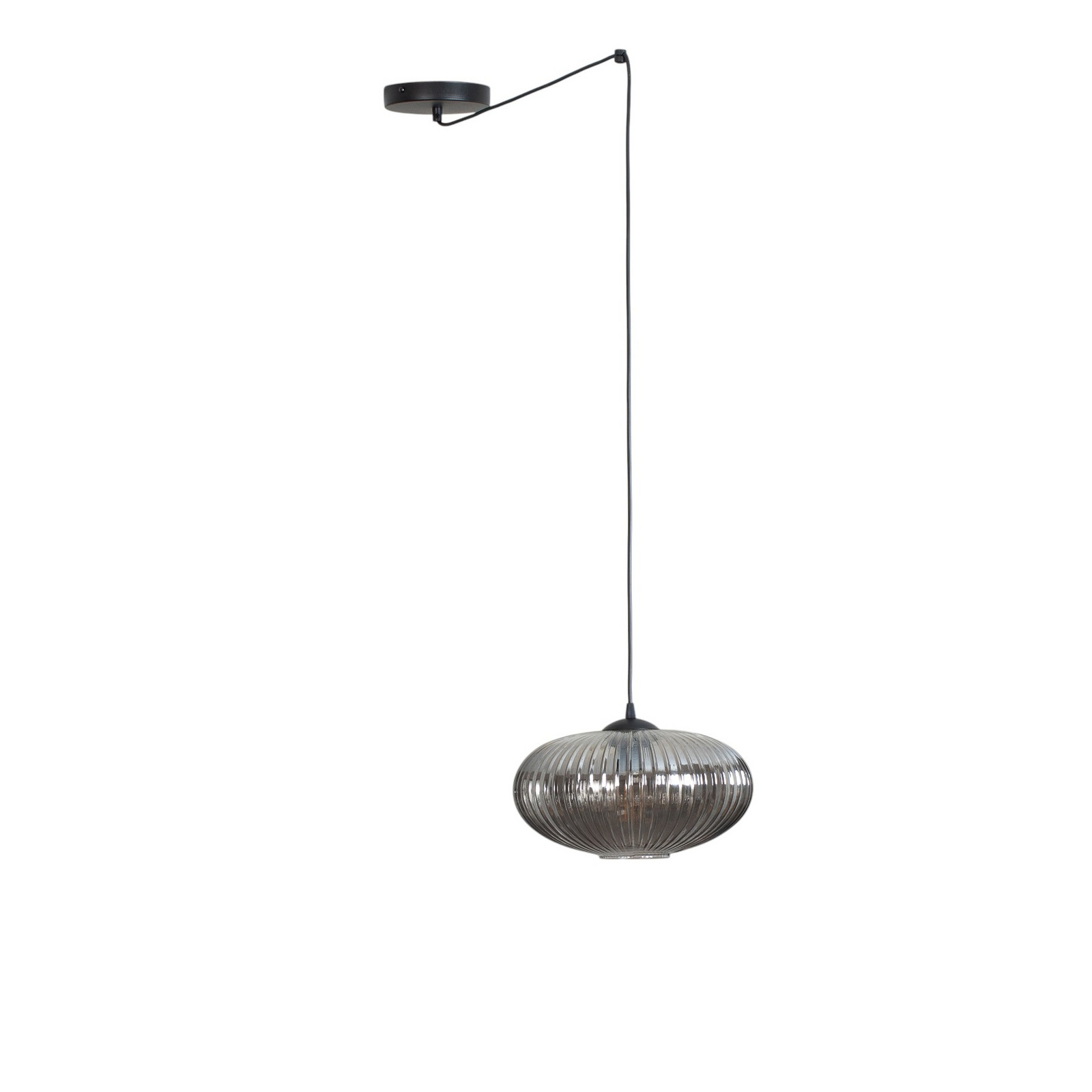Závěsné svítidlo Origo, Ø 30 cm, kouřově šedá/černá, decentrální