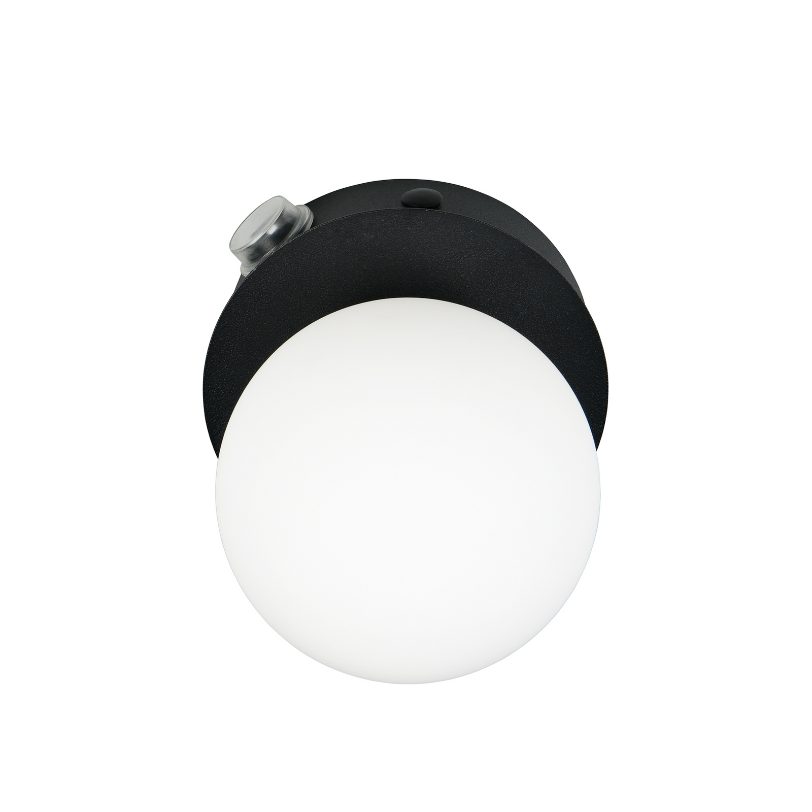 Sienas lampa „Alfio“, Ø 11 cm, matēti melna, metāls/stikls, IP44 Sienas lampa „Alfio“, Ø 11 cm, matēti melna, metāls/stikls, IP44
