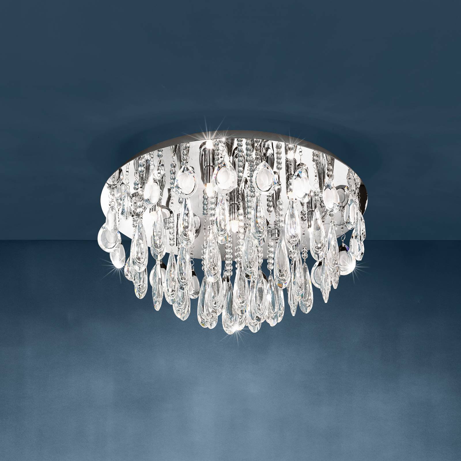 Stars of Light taklampa Calaonda, 58 x 31 cm, krom