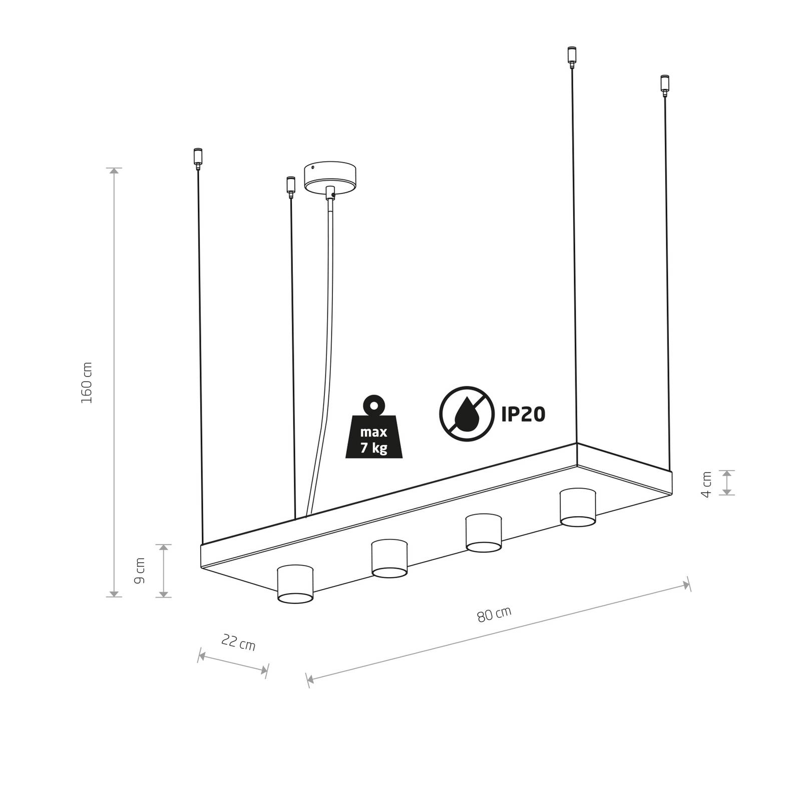 Euluna Suspension Plant avec tablette blanche