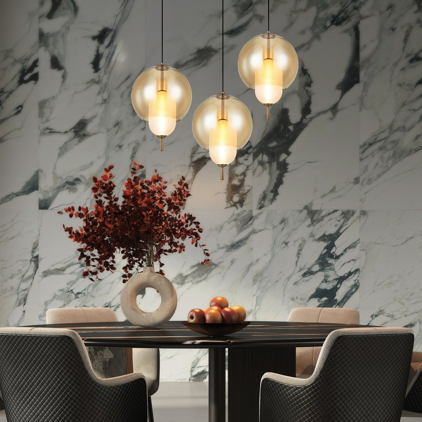 lampada LED a sospensione Adol, grigio fumo, Ø 25 cm, vetro