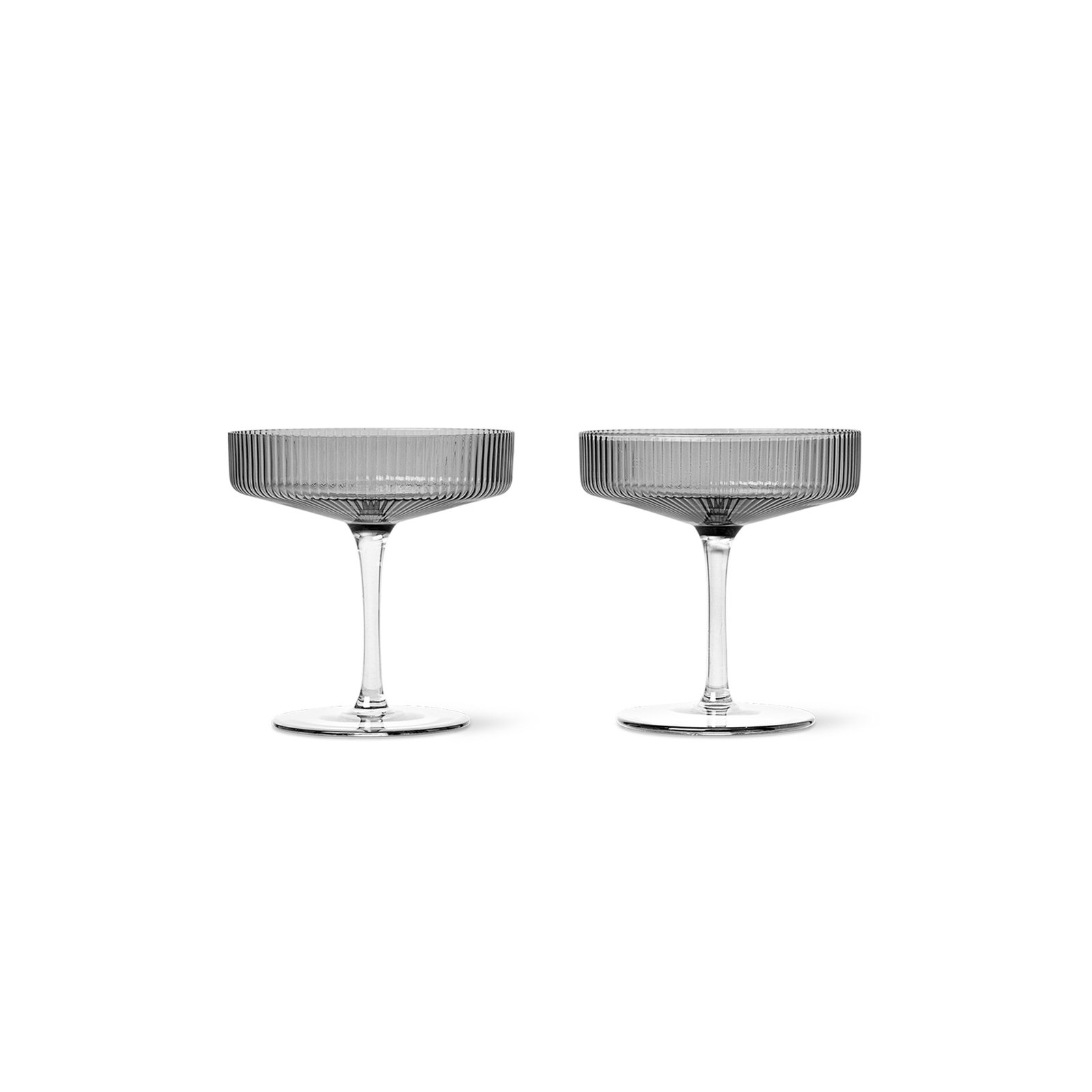 Ripple Champagne Saucers Set of 2 Smoked Grey - Ferm Living