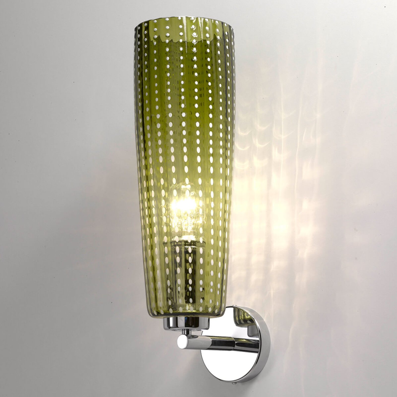 Ailati High-quality glass wall light Perle in apple-green, for Living / Dining Room, glass, metal, E27, 105 W, energy efficiency: A++, W: 14 cm, H: 48 cm