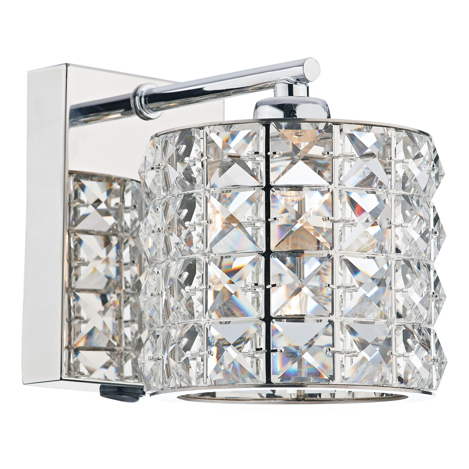 Agneta wall light, crystal lampshade and switch