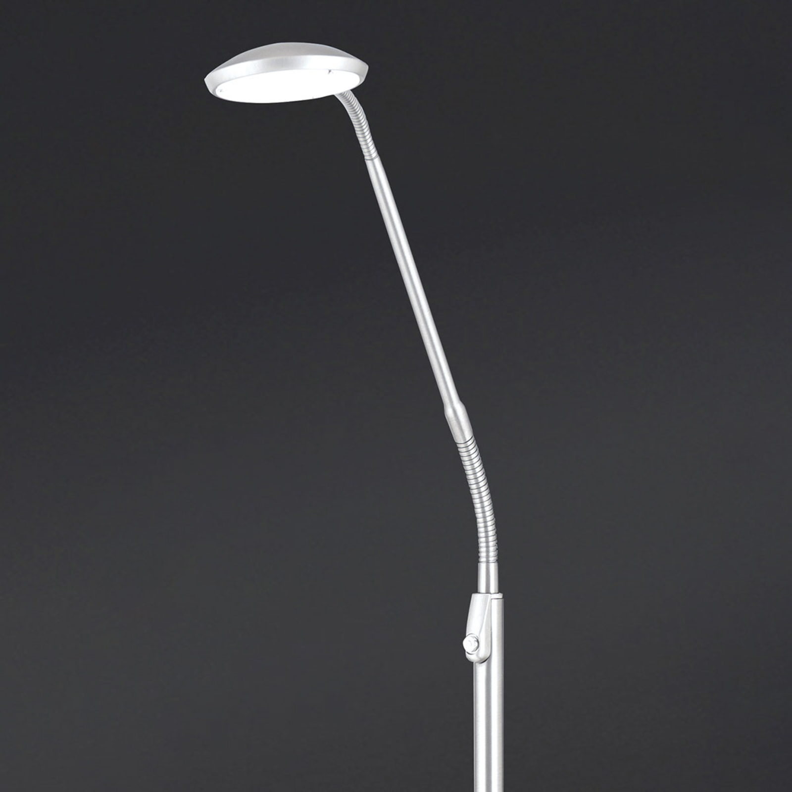 Nikkelkleurige LED vloerlamp Cobra met 1 lampje
