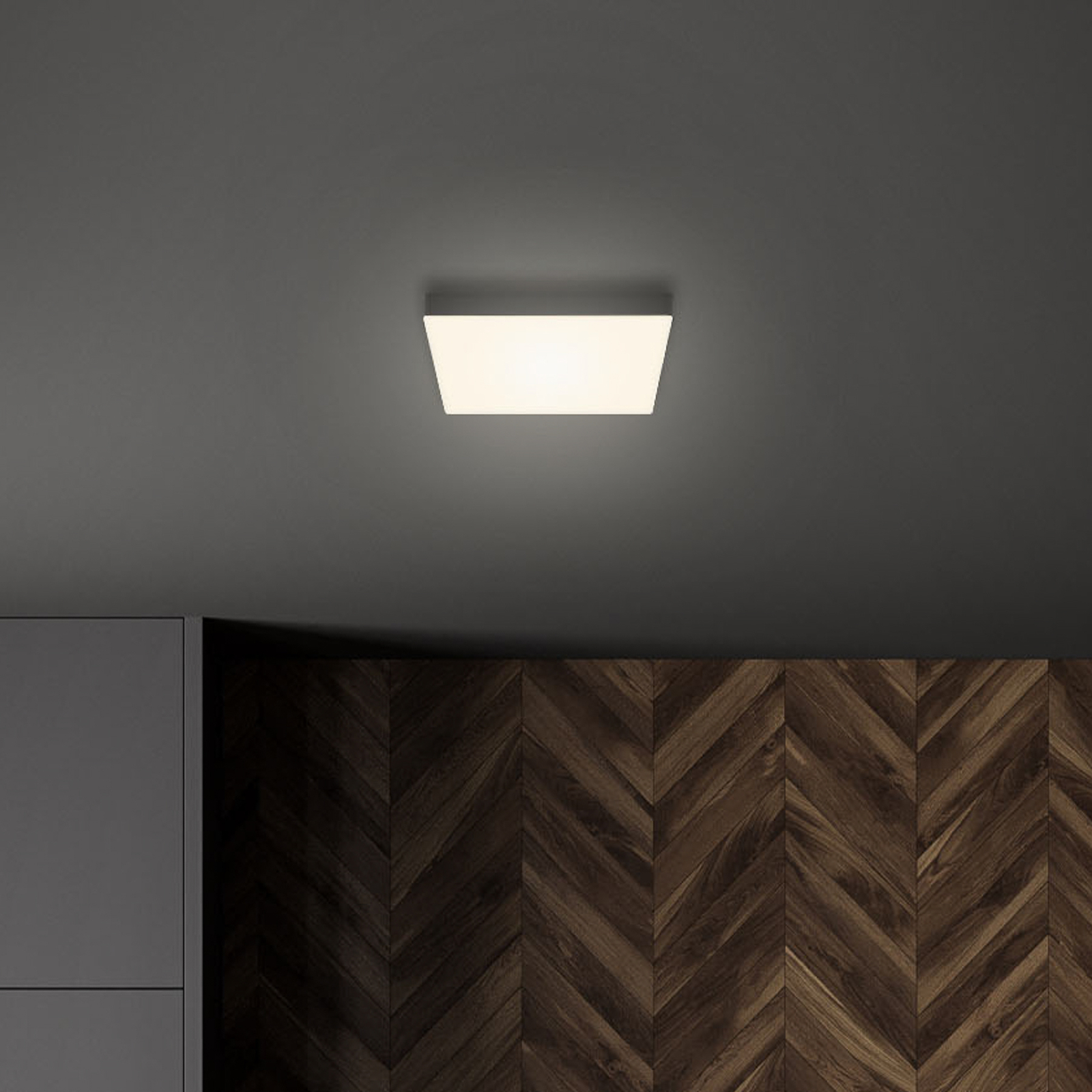 Candeeiro de teto LED Flame, 21,2 x 21,2 cm, preto