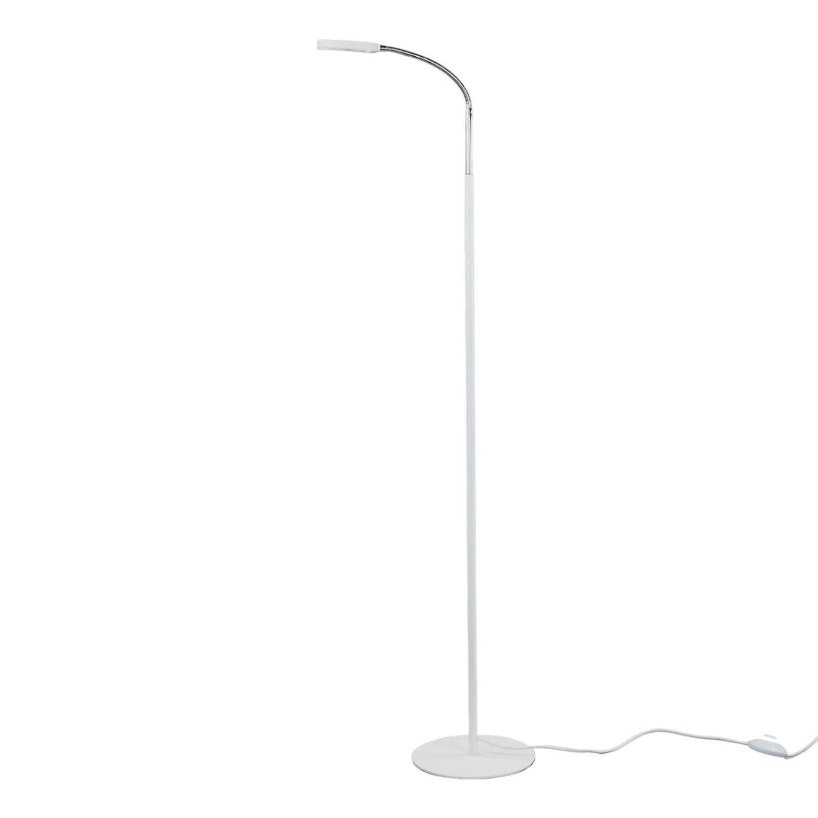 Lámpara de pie LED Lindby Milow, blanca, 140 cm de altura, interruptor de