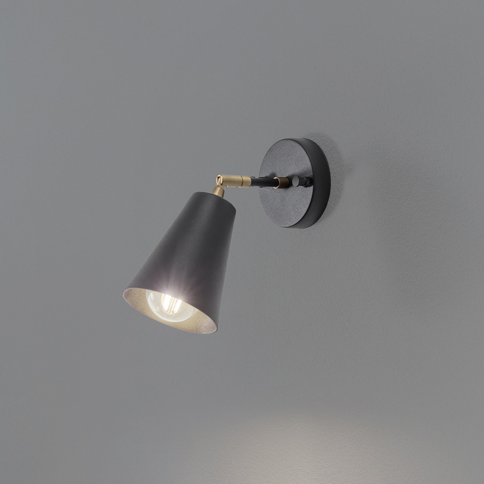 Opviq Aplică de perete Evander negru/auriu metal înălțime 21 cm E27 - Camera de zi / sufragerie - negru auriu