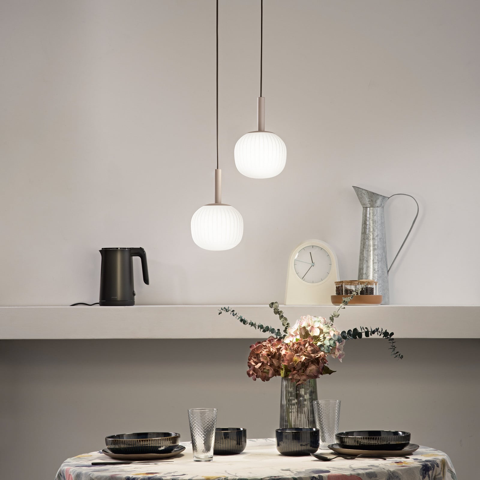 Luce Ambiente Design Lampă suspendată Eris lungime 26 cm maro/alb metal/sticlă cu 2 becuri - Camera de zi / sufragerie - Modern - maro nisipos alb - Aluminiu