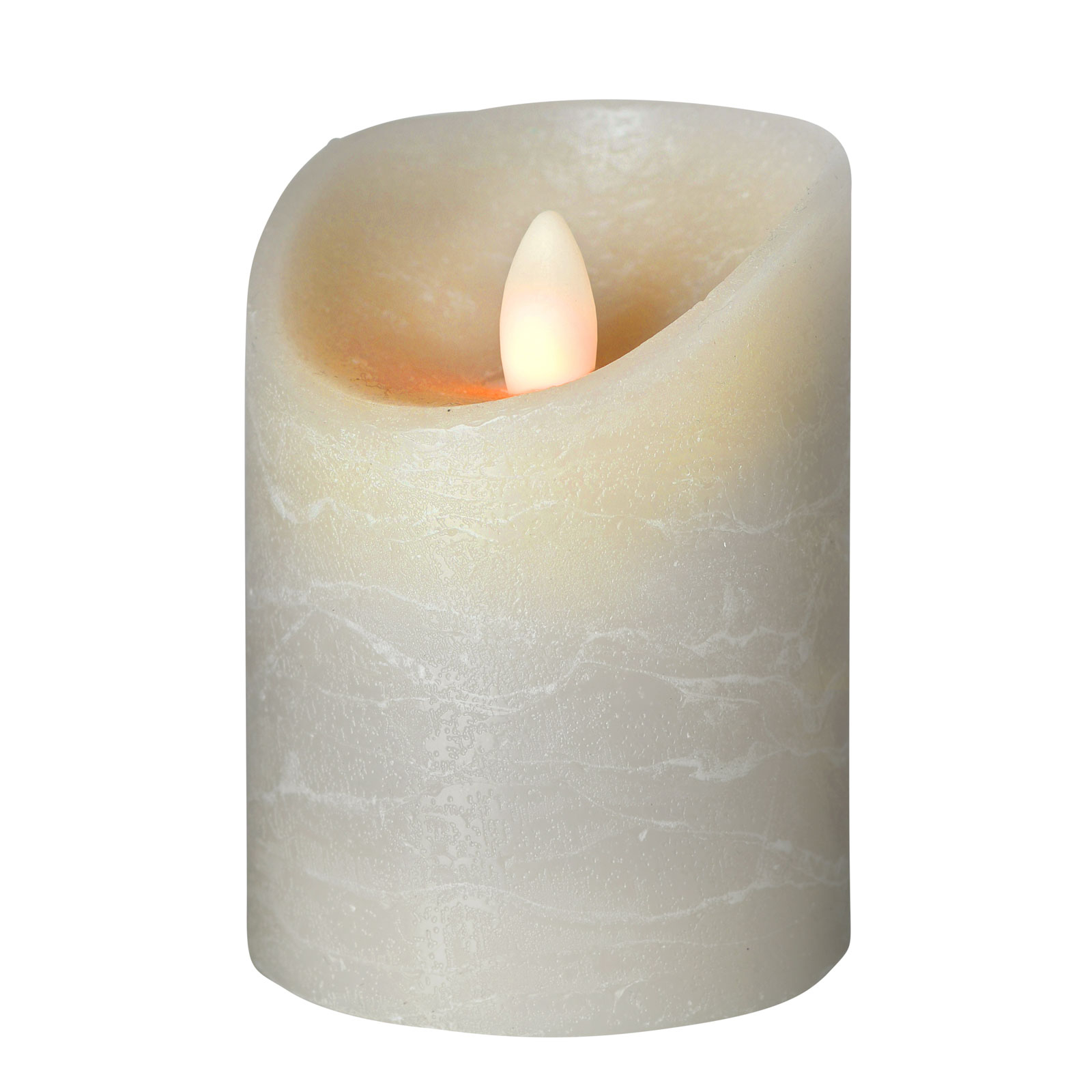 Sompex Shine LED candle, Ø 7.5 cm, grey, height 10 cm, wax, 0.06 W, H: 10 cm