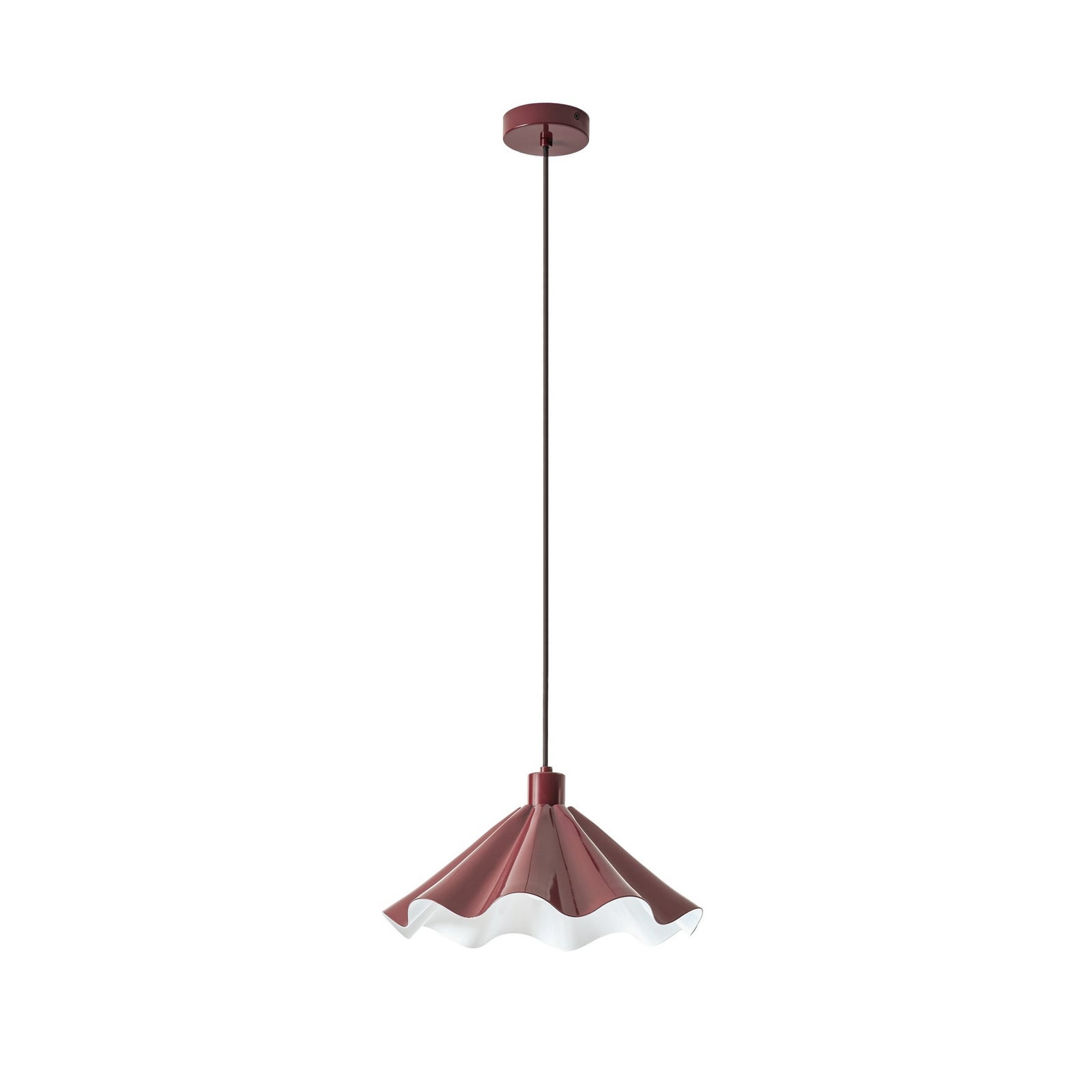 Lampă suspendată Lindby Lilliet, Ø 34 cm, roșu închis, metal, E27 Lampă suspendată Lindby Lilliet, Ø 34 cm, roșu închis, metal, E27