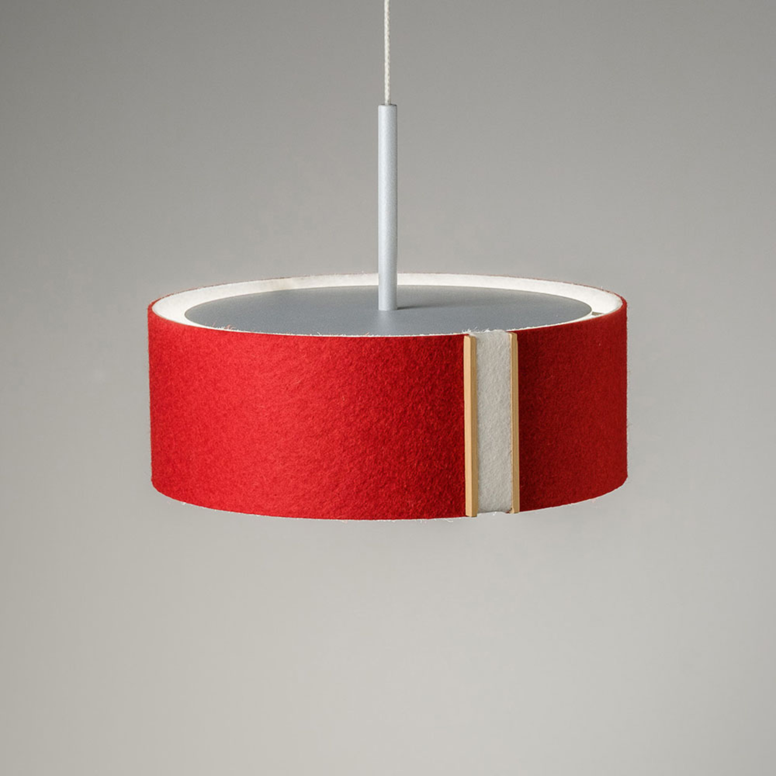 Závěsné svítidlo LED LARAfelt S, Ø20cm, červená/dubová bílá