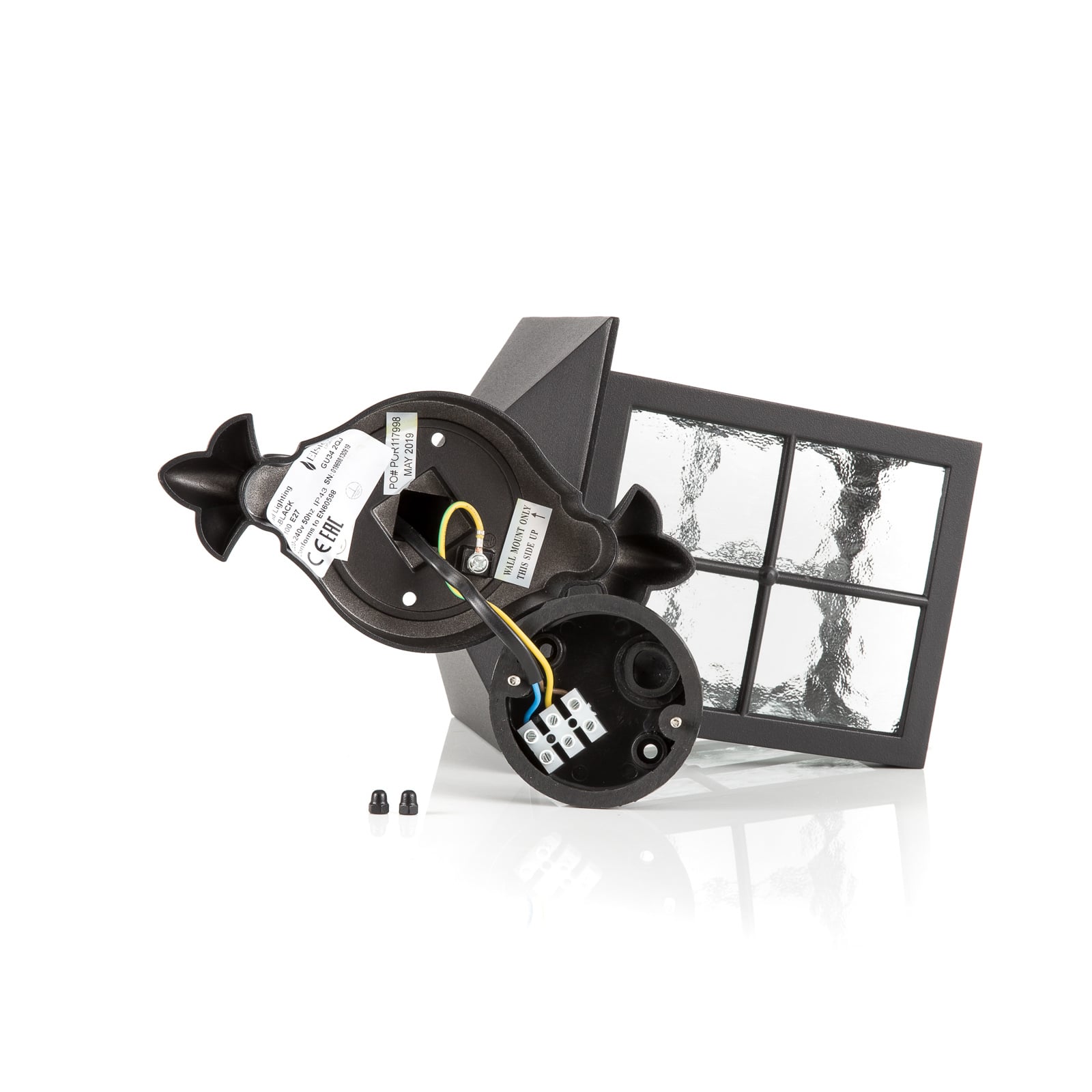 Applique d'extérieur Winchester BL18, noir/transparent, IP43 - Elstead