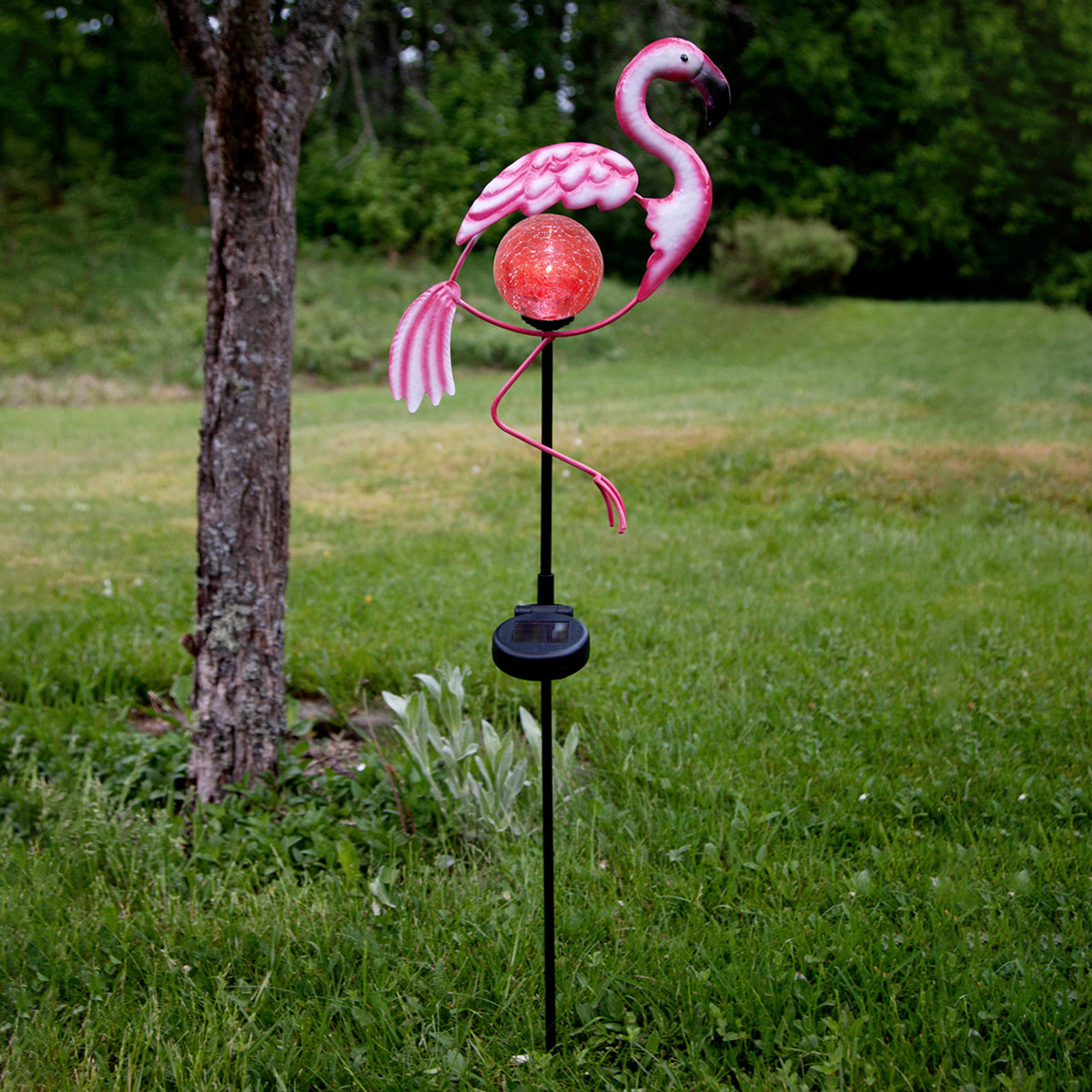 Best Season Flamingo LED ground spike light, solar module, metal, glass, 0.06 W, W: 21 cm, H: 80 cm
